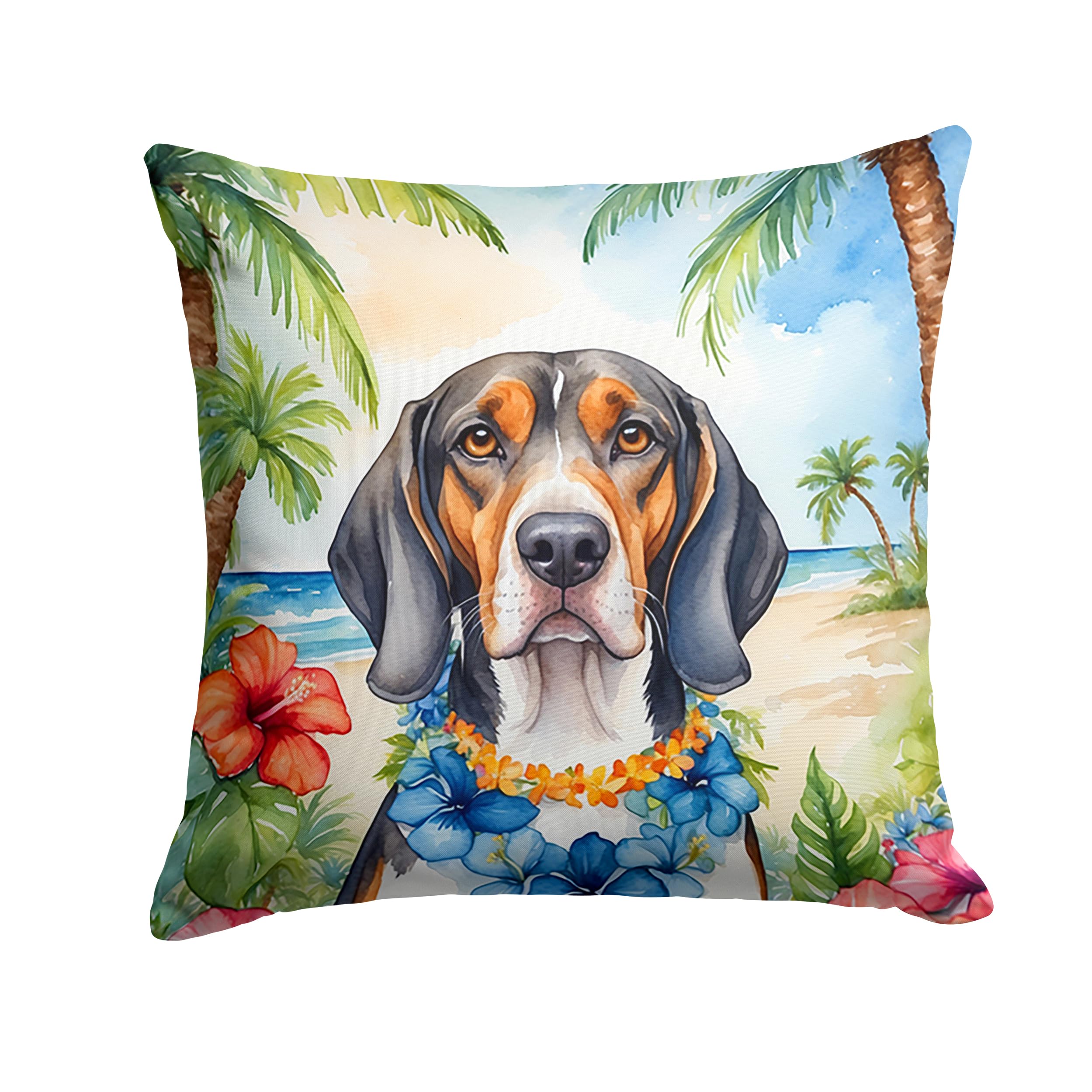 American English Coonhound Luau Throw Pillow