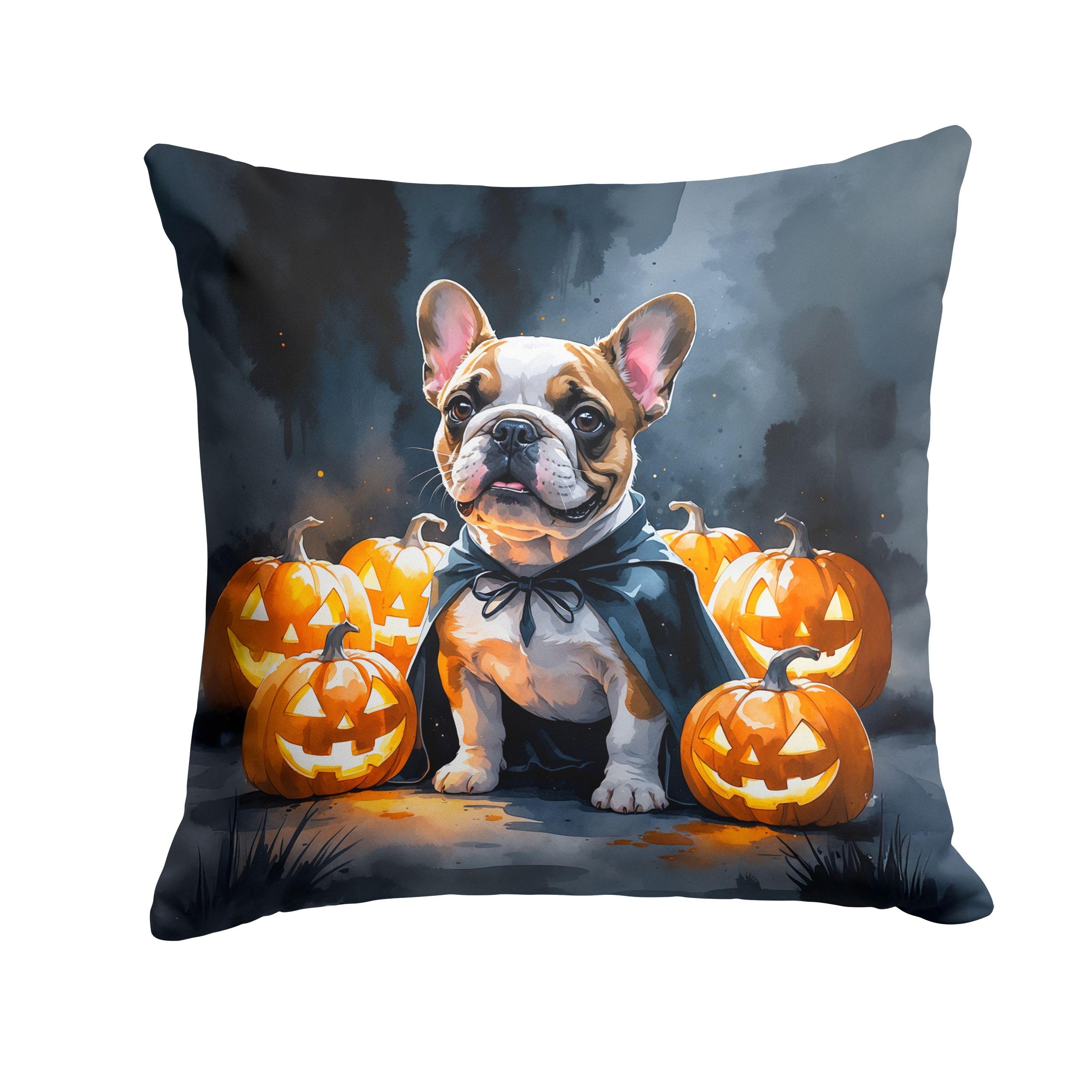 Carolines Treasures French Bulldog Puppy Halloween Throw Pillow Machine Washable, Indoor Outdoor Decorative Pillow for Couch, Bed or Patio, 18Hx18W
