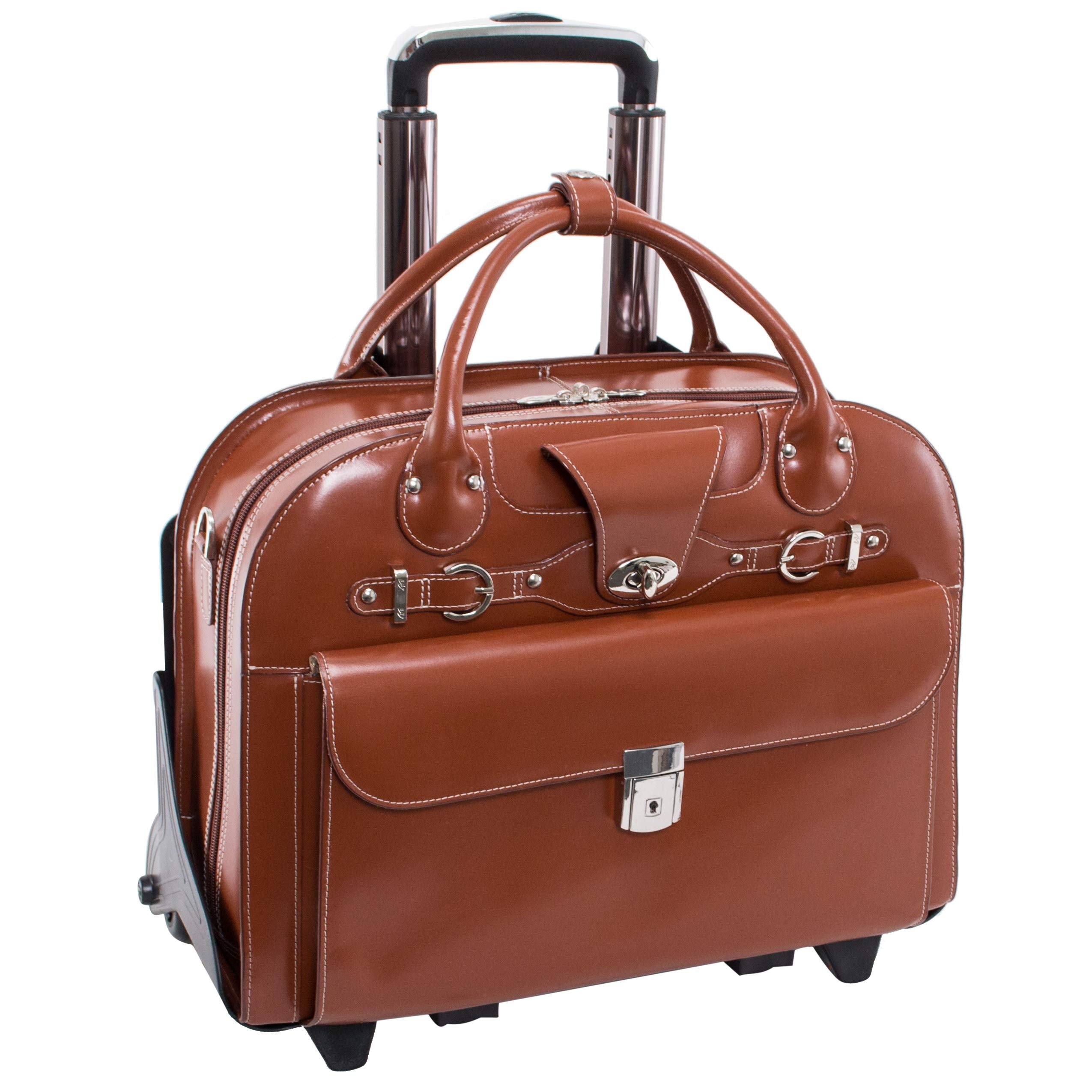 Mcklein Wheeled Detachable Briefcase, Brown, 18X8.75X14.5