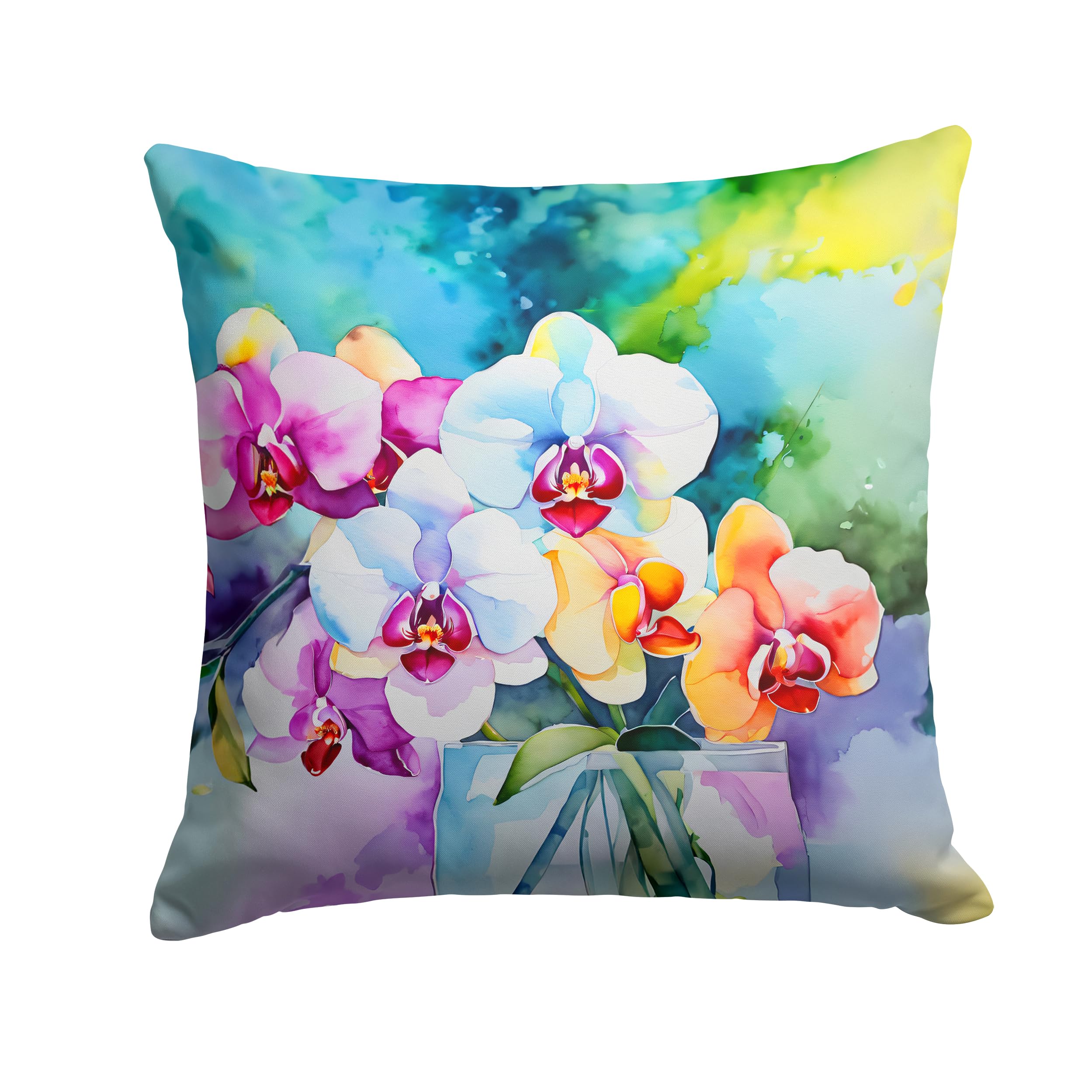 Orchids in Watercolor Throw Pillow