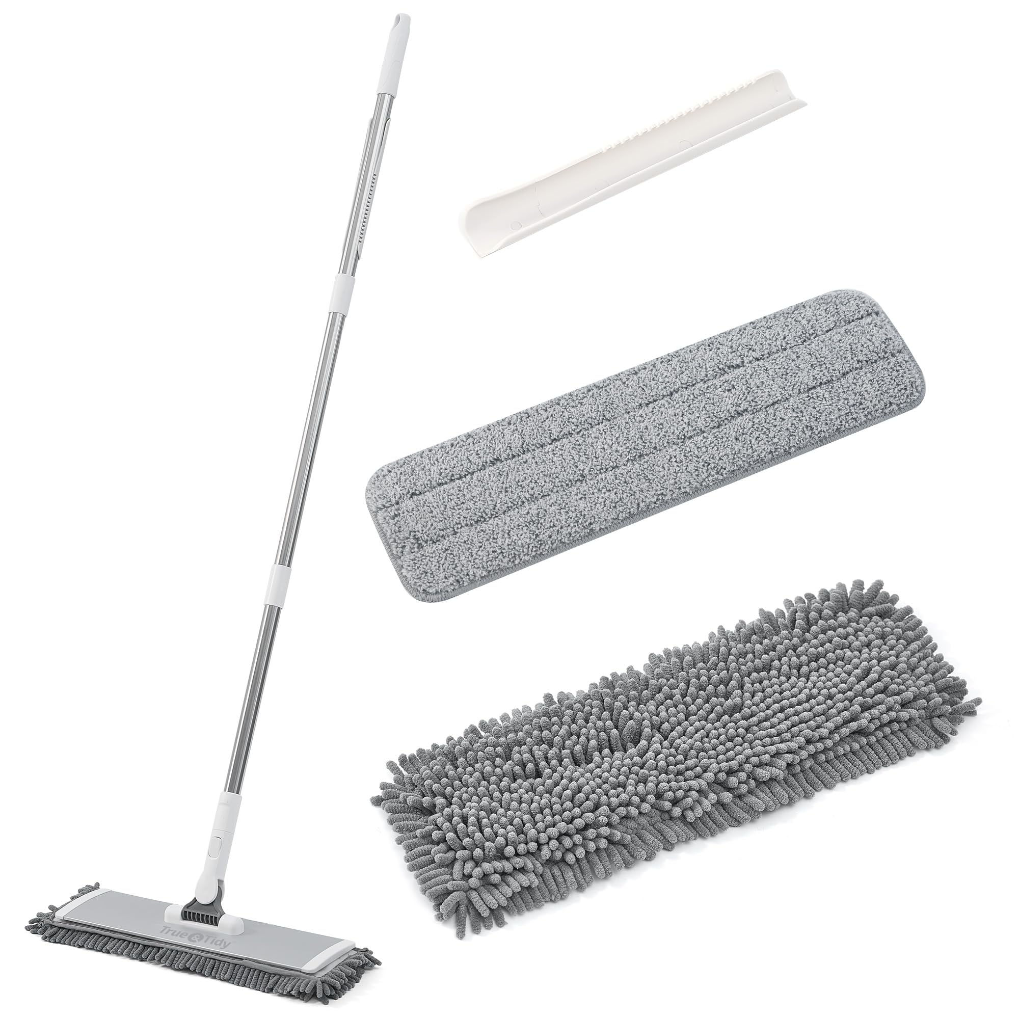 True & Tidy Heavy Duty Wet and Dry Sweeper Mop Incl 2 Diff Mop Pads