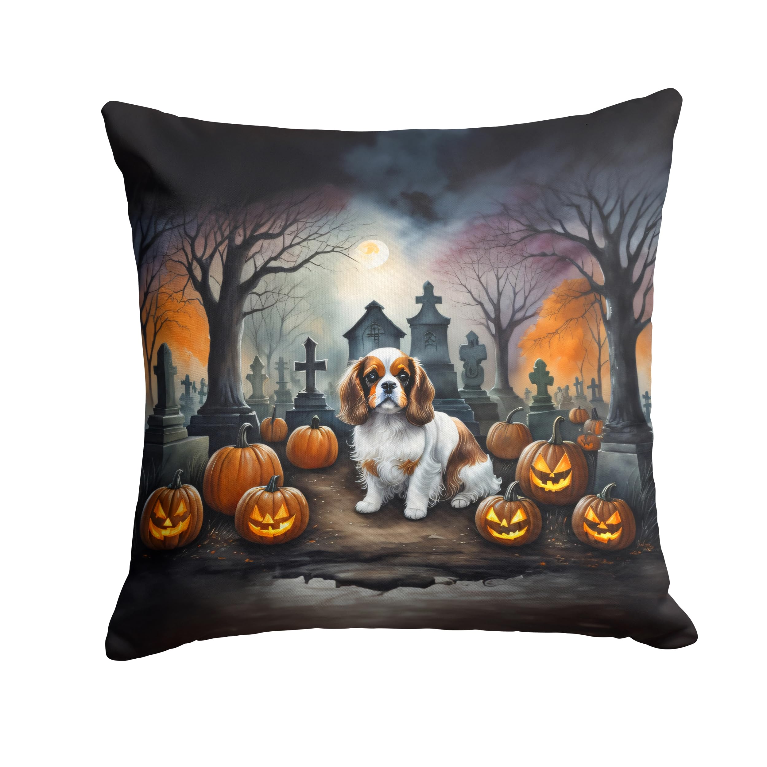 Cavalier Spaniel Spooky Halloween Throw Pillow