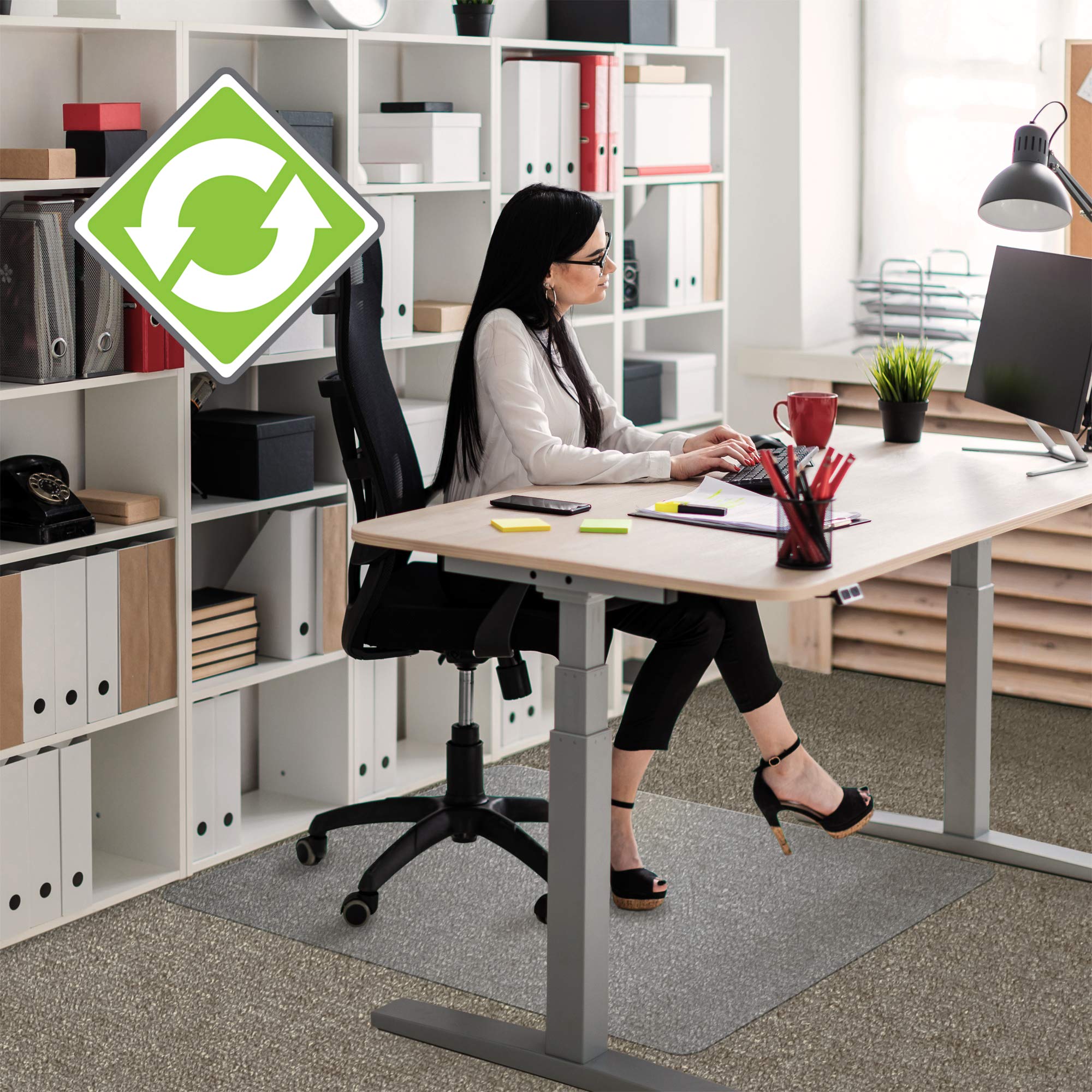 Cleartex Enhanced Polymer Rectangular Chair Mat for Carpets up to 3/8 - 48″ x 79″″