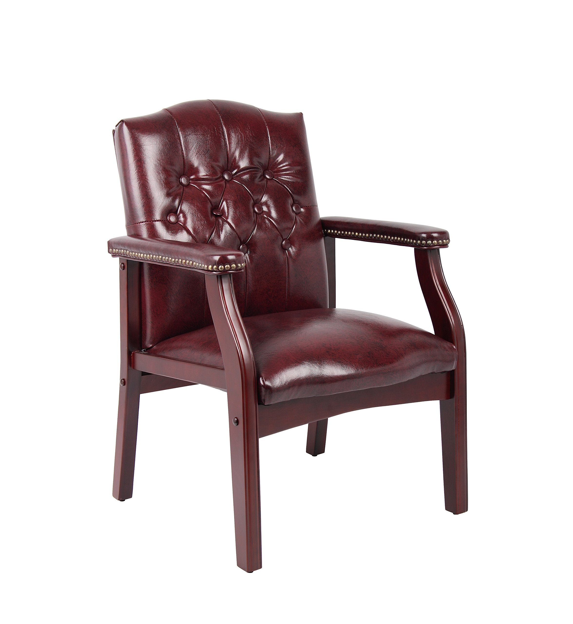 Boss Traditional Oxblood Vinyl guest, accent or dining chair W/ Mahogany Finish