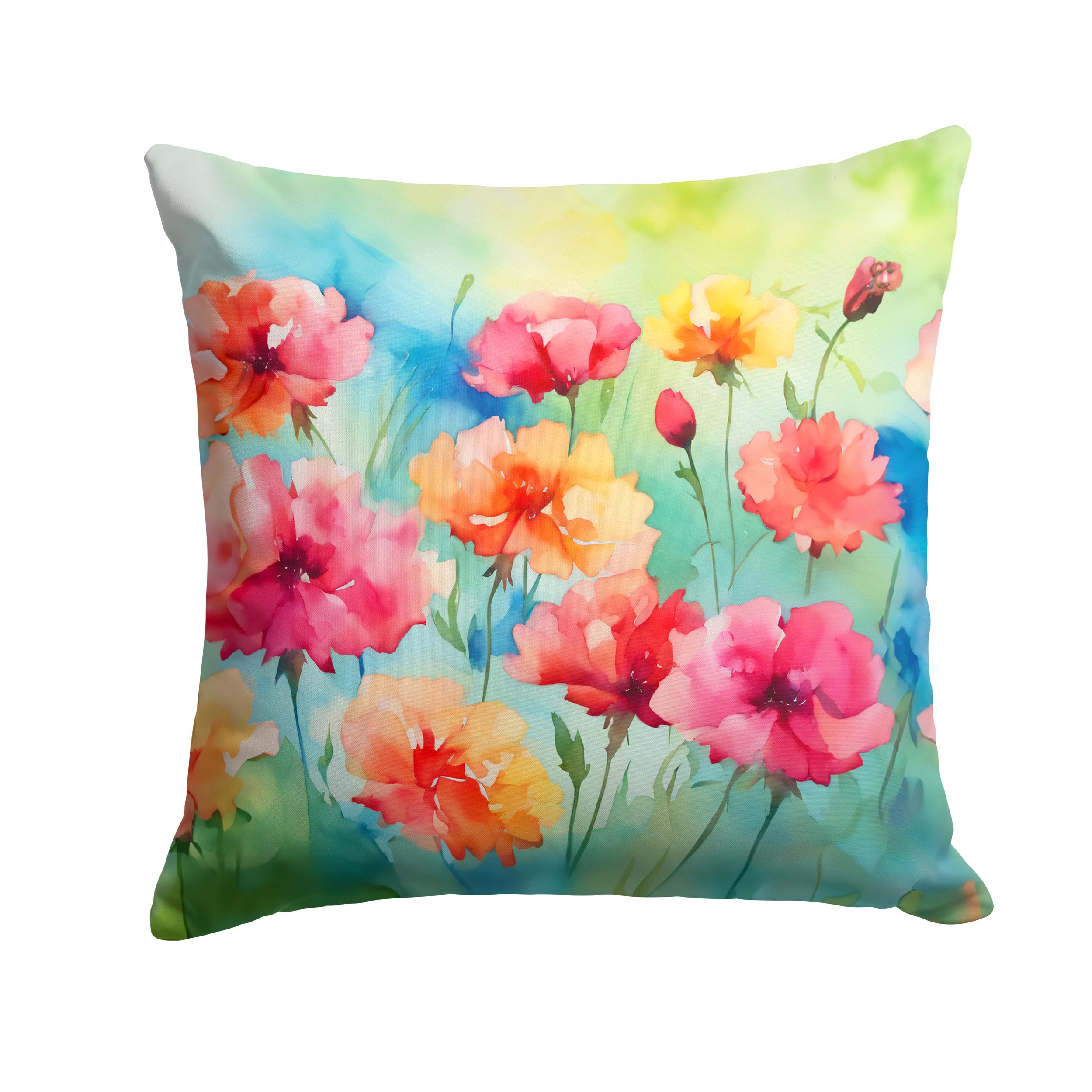 Carnations in Watercolor Throw Pillow