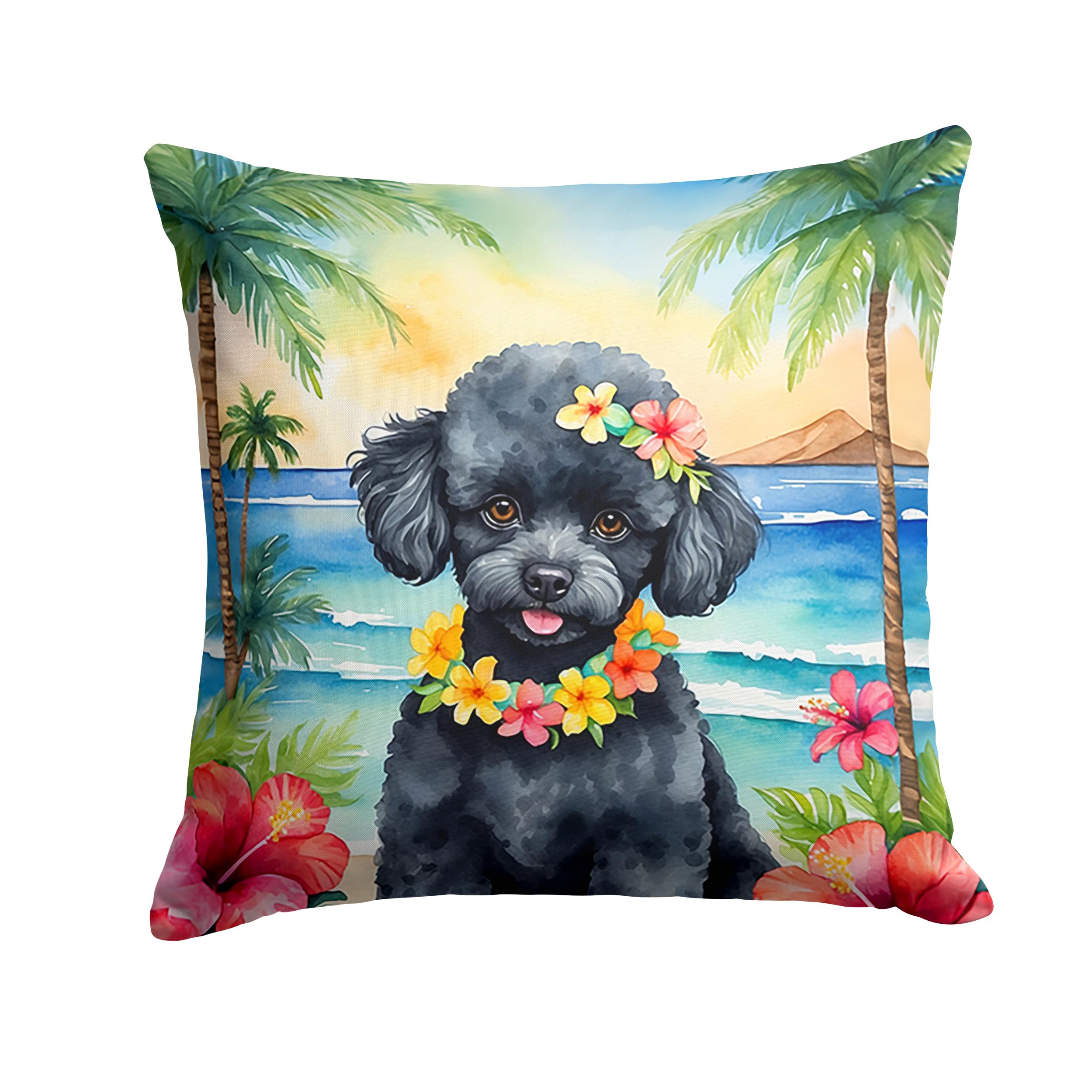 Carolines Treasures Luau Party Decorative Throw Pillow, 18Hx18W, Poodle 6498