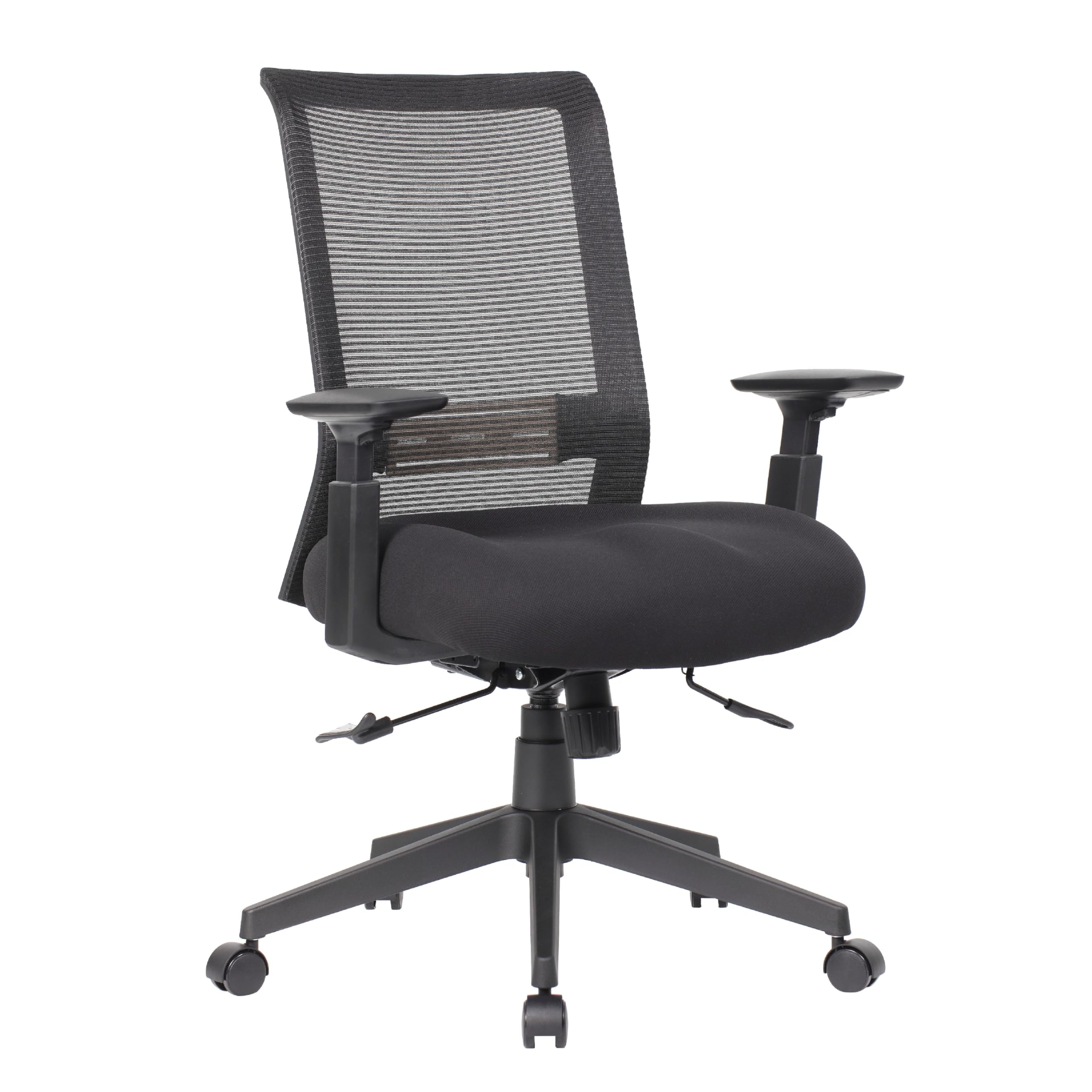 Rolling Task Chair, Black Mesh, Foam Padded Built-in Seat Slider