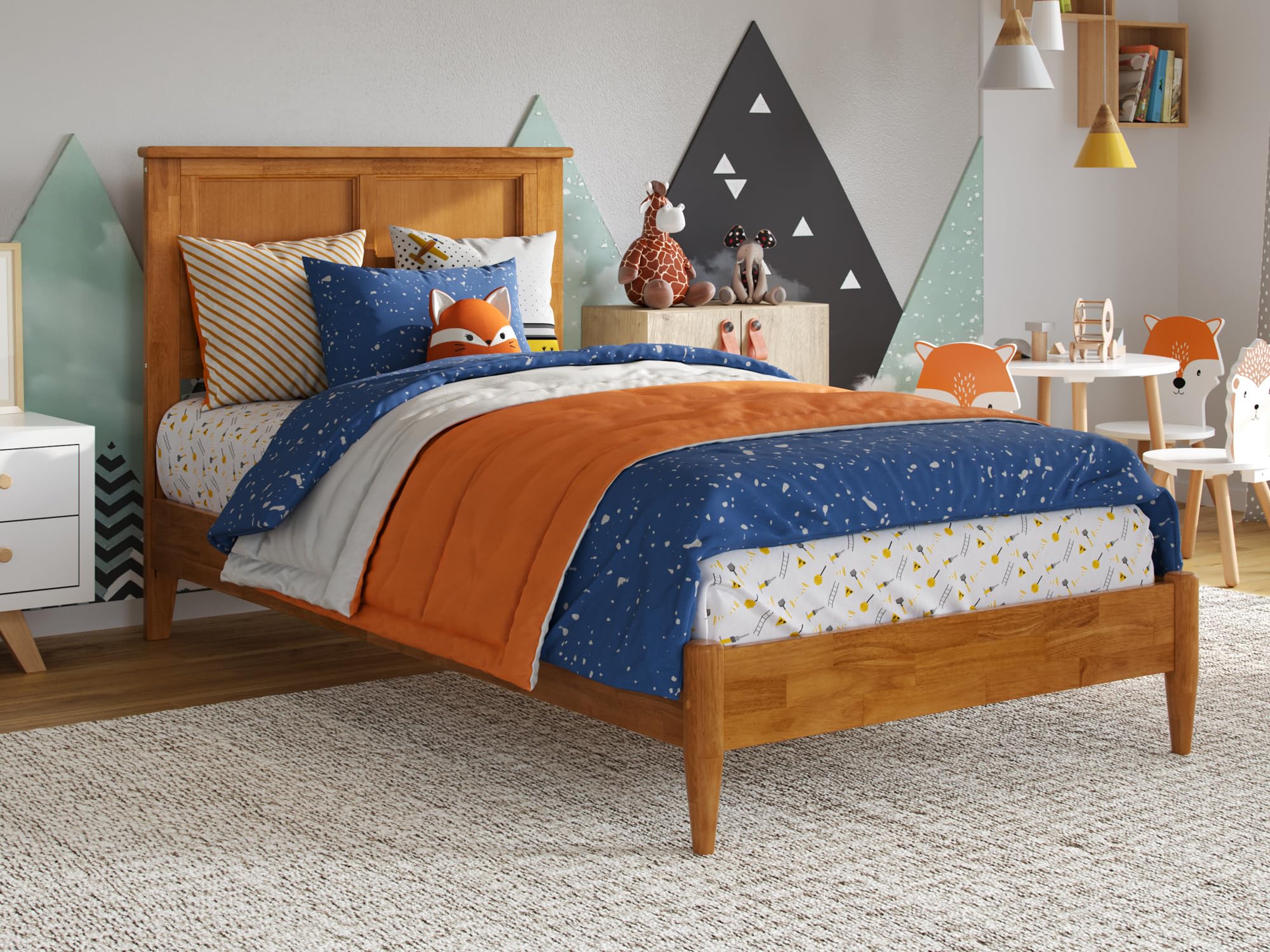 Charlotte Twin Solid Wood Low Profile Platform Bed in Light Toffee