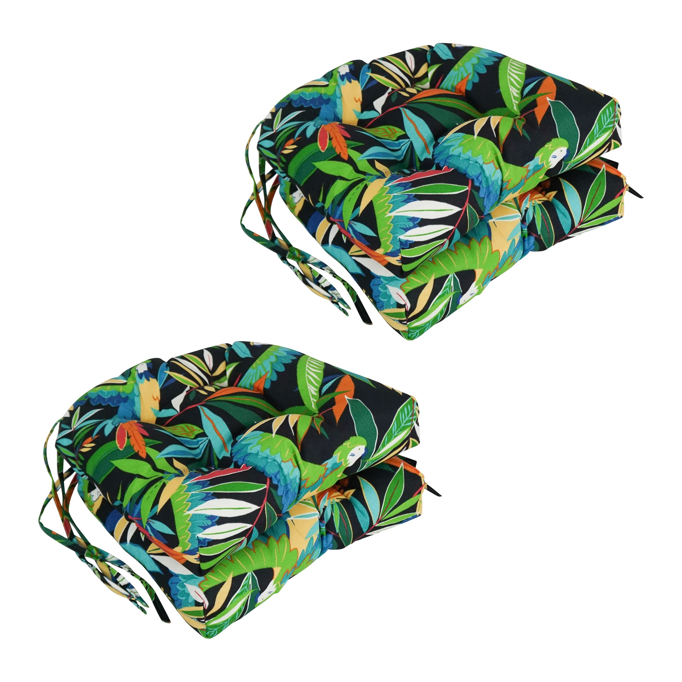 16-inch Outdoor Spun Polyester U-shaped Tufted Chair Cushions (Set of 4) - Tucuman Ebony