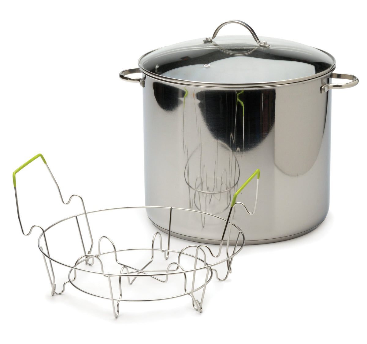 Rsvp International Endurance Water Bath Canner, Stainless Steel, 20 Quart | Includes 7 Jar Canning Rack | Can Fruits, Vegetables