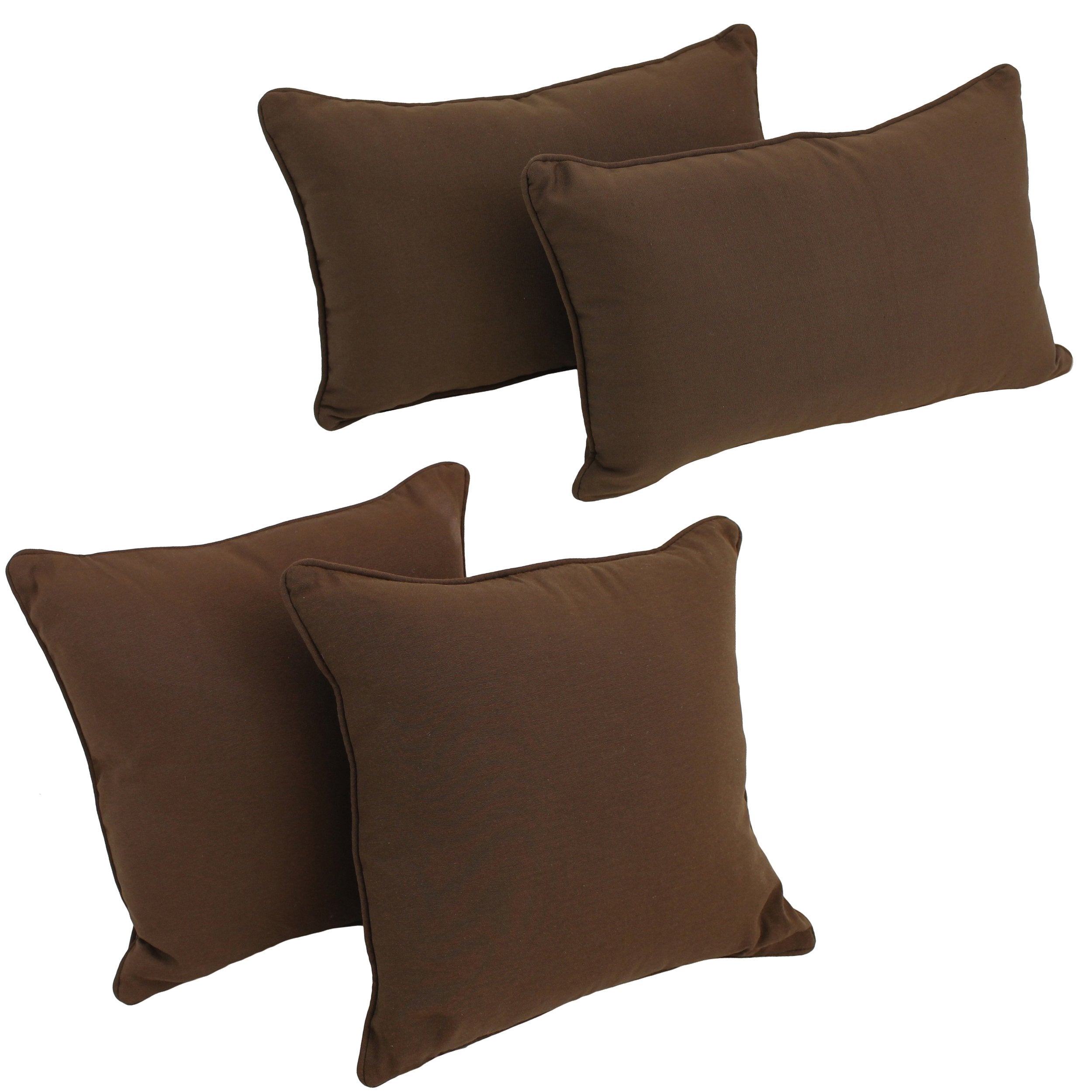 Double-corded Solid Twill Throw Pillows with Inserts (Set of 4) - Spice
