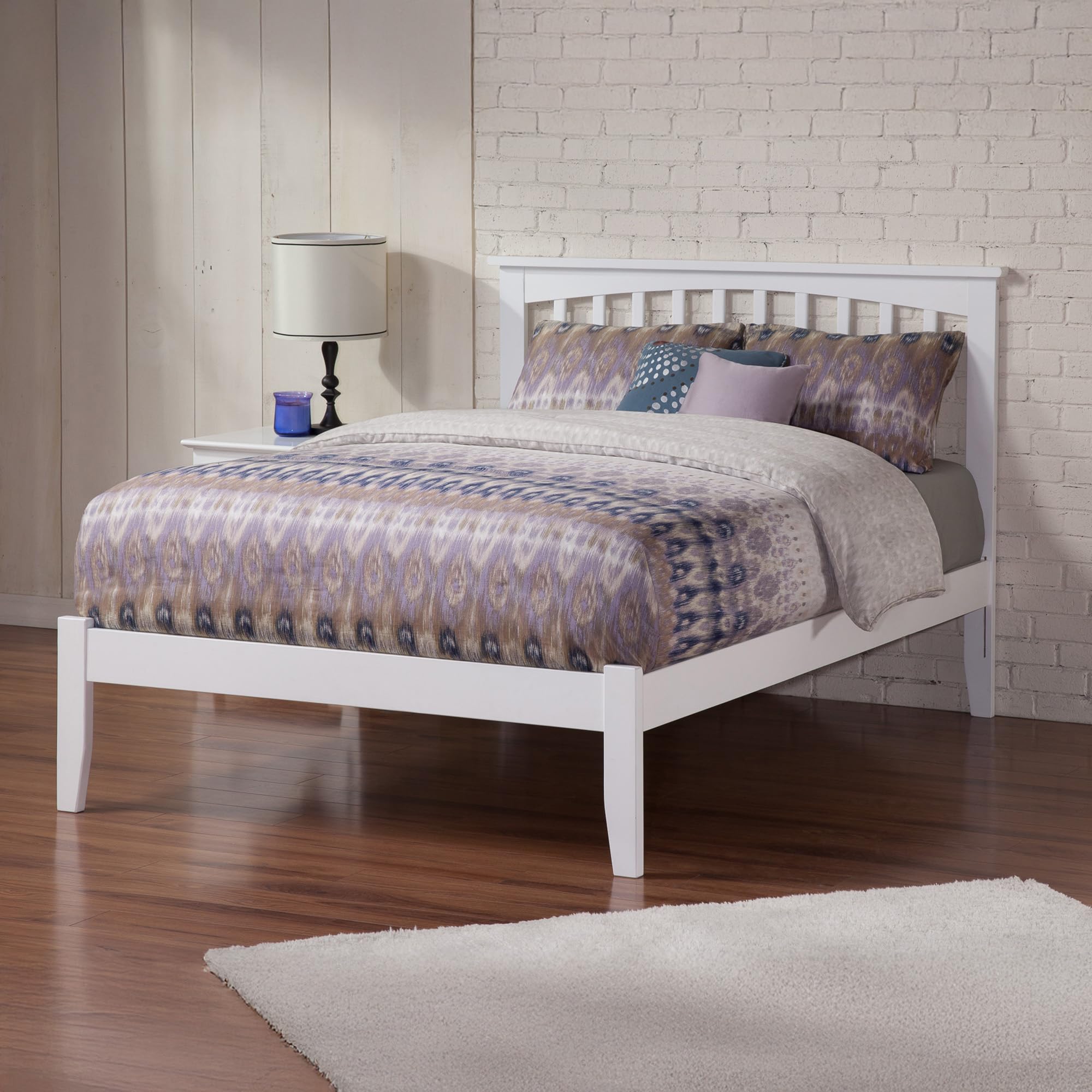 Mission Full Platform Bed in White