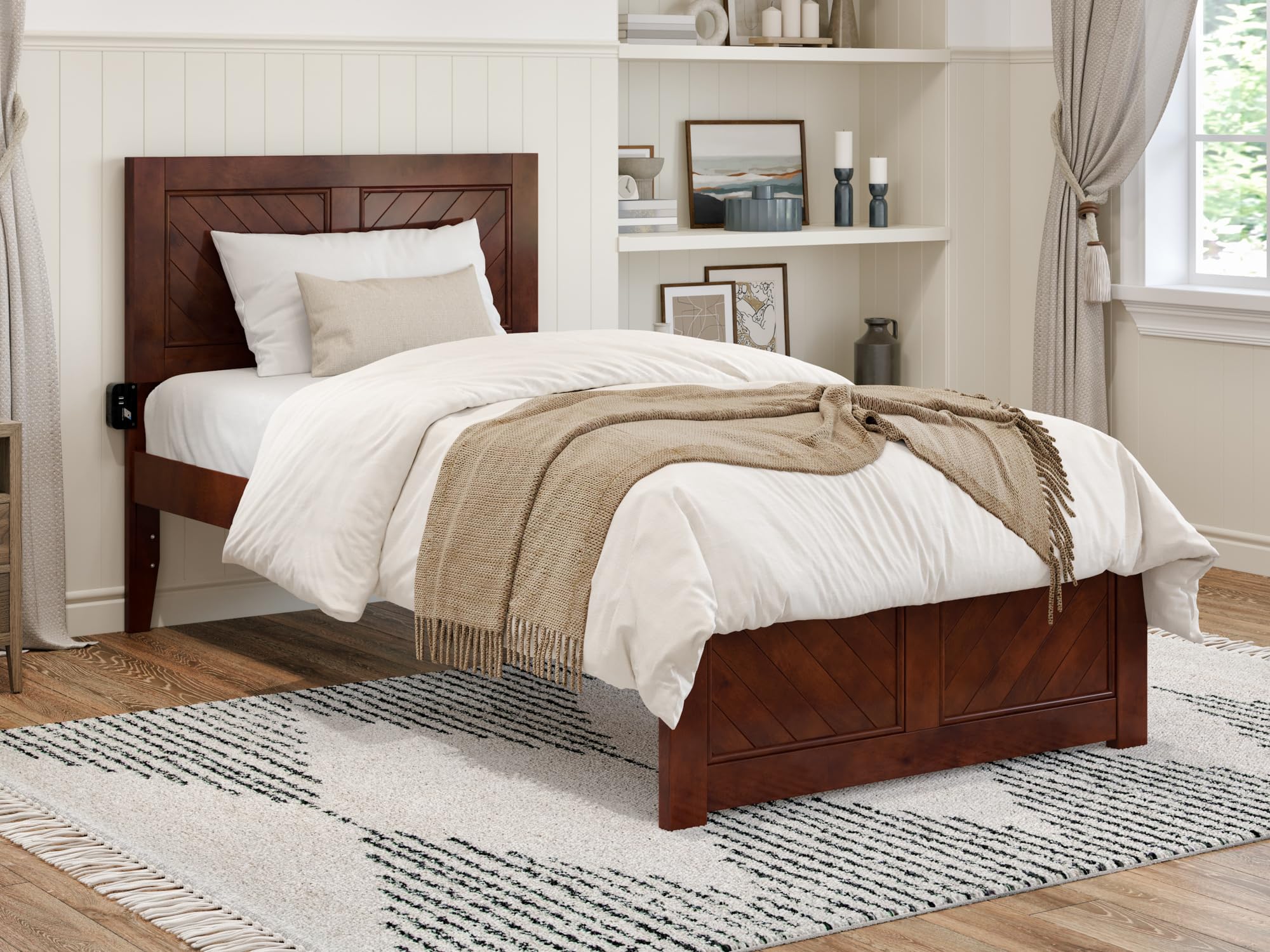 Canyon Twin XL Platform Bed with Matching Footboard in Walnut