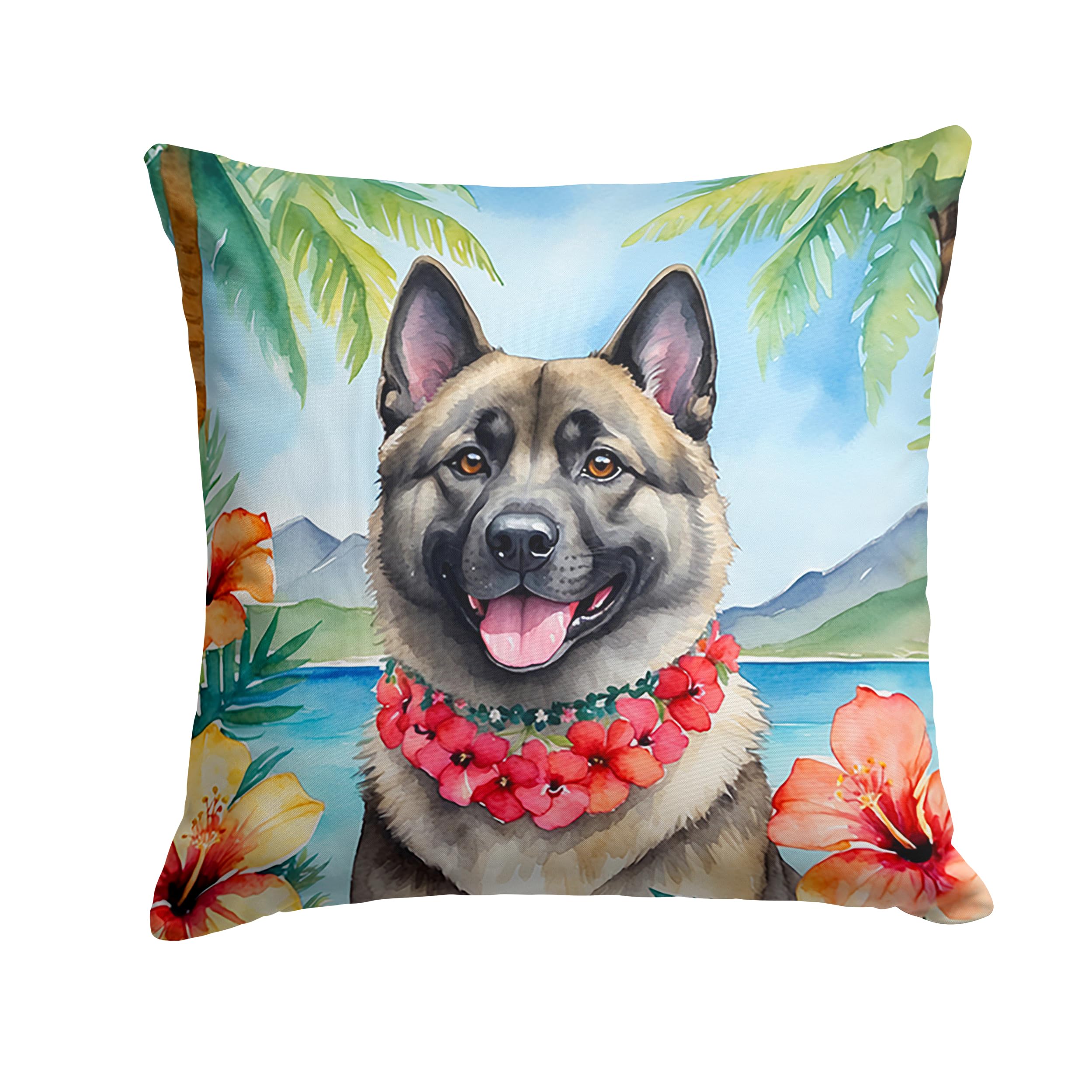 Carolines Treasures Luau Party Decorative Throw Pillow, 18Hx18W, Norwegian Elkhound 6481