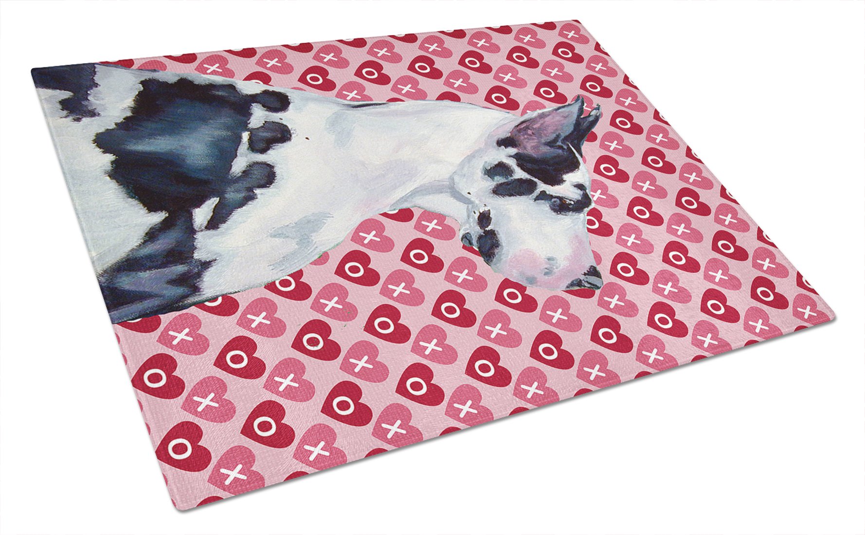 Carolines Treasures LH9146LCB Great Dane Hearts Love and Valentines Day Portrait Glass Cutting Board Large Decorative Tempered Glass Kitchen Cutting and Serving Board Large Size Chopping Board