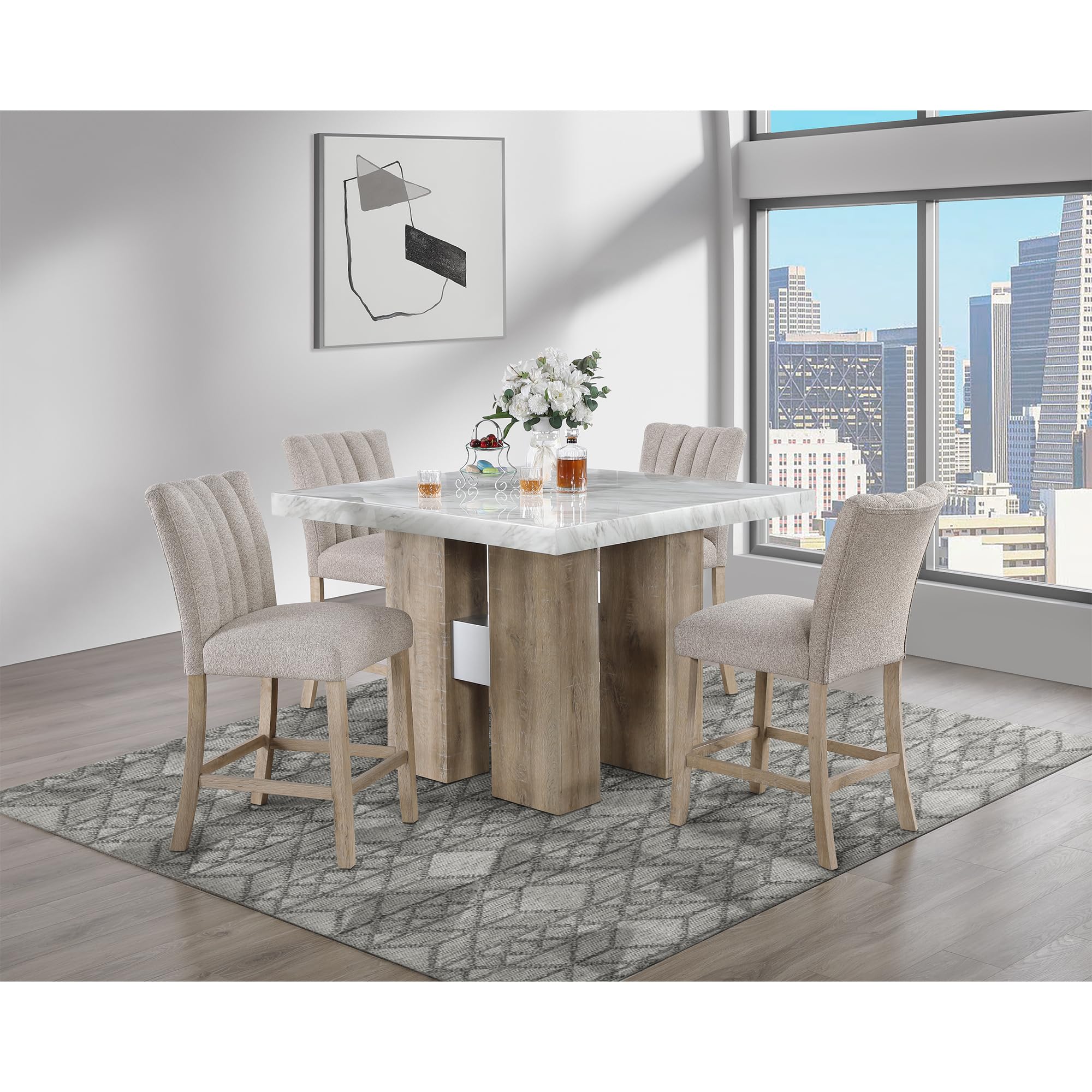 D04 NATURAL BAR TABLE + D8685 BEIGE/NAT BAR STOOL