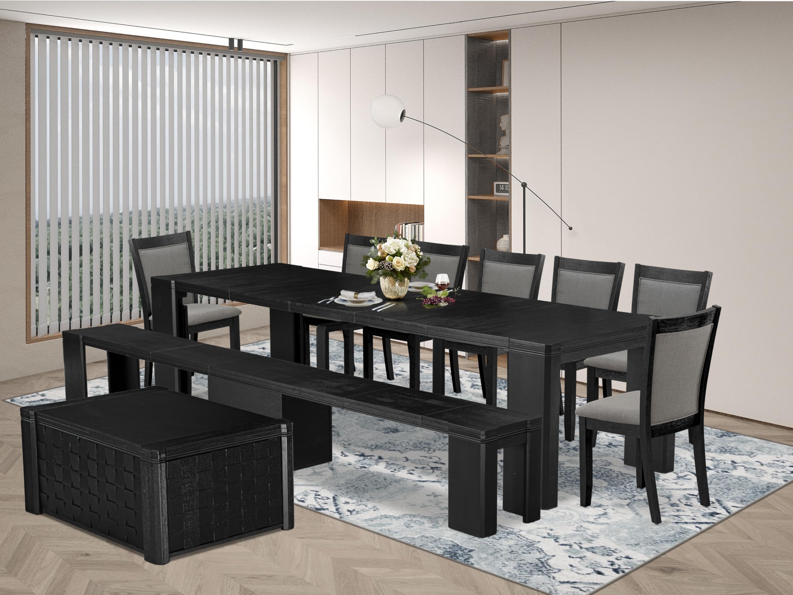 10-piece Dining Room Table Set a Rectangular Kitchen Table with a coffee Table