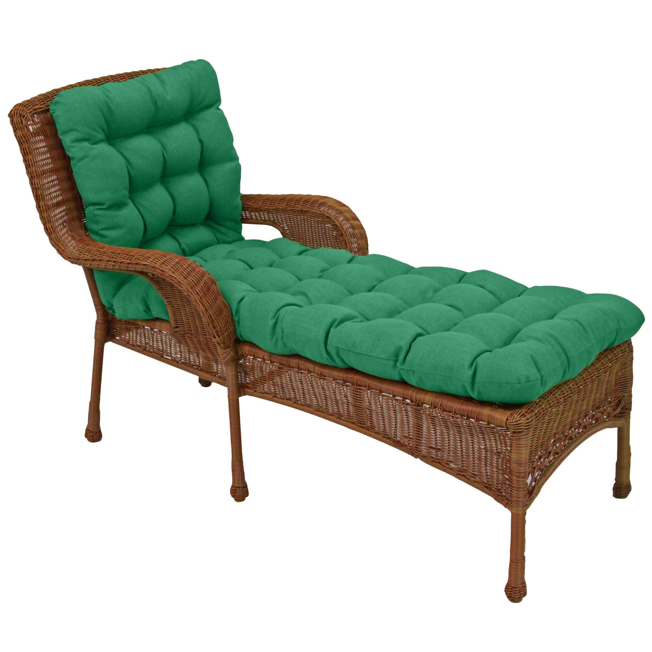 74-inch by 19-inch Squarded Outdoor Spun Polyester Tufted Chaise Lounge Cushion - Avocado