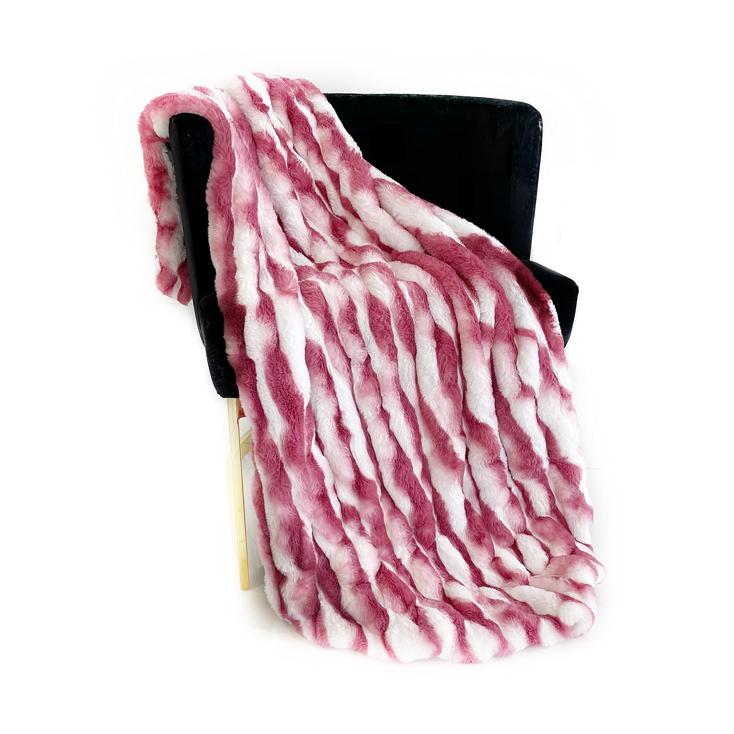 Plutus White Berry Snow Chinchilla Faux Fur Luxury Throw Blanket 48In X 60In
