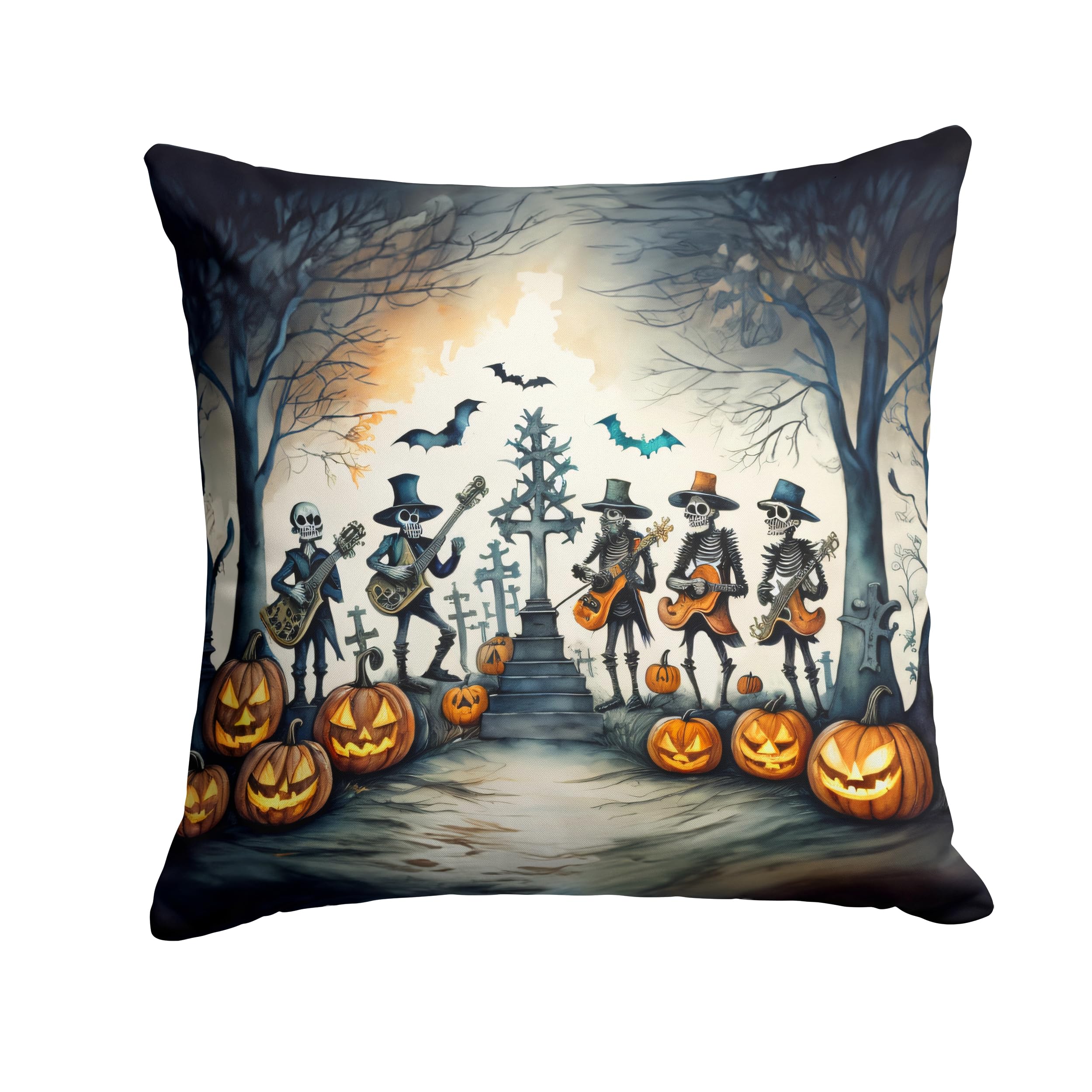 Mariachi Skeleton Band Spooky Halloween Throw Pillow