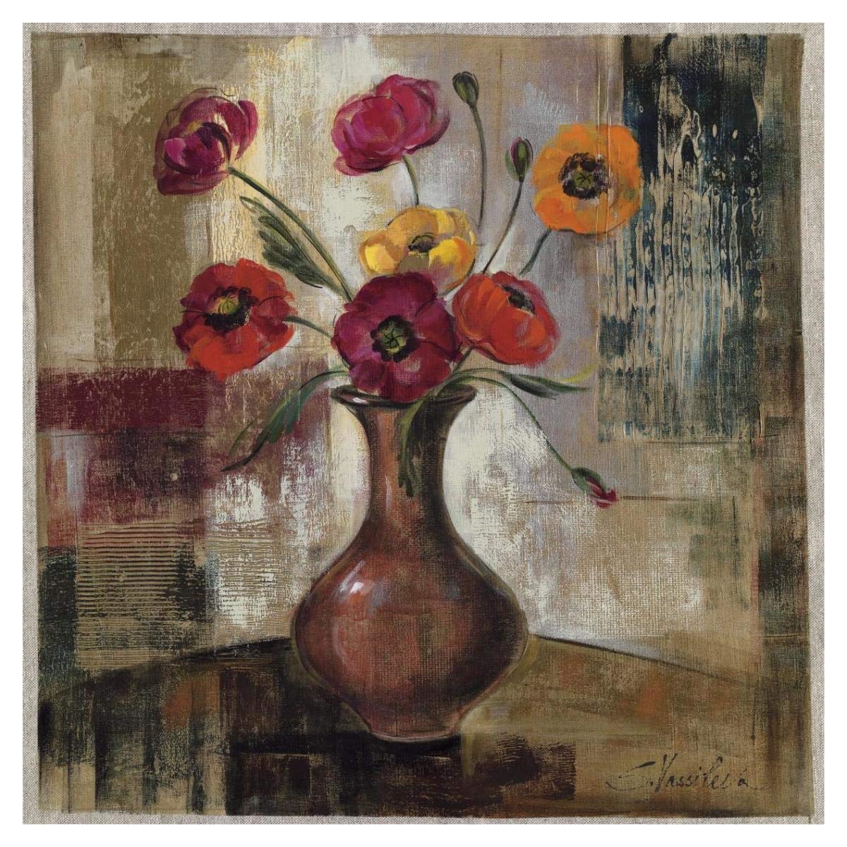 Poppies in a Copper Vase II -Paper Art-38x38”