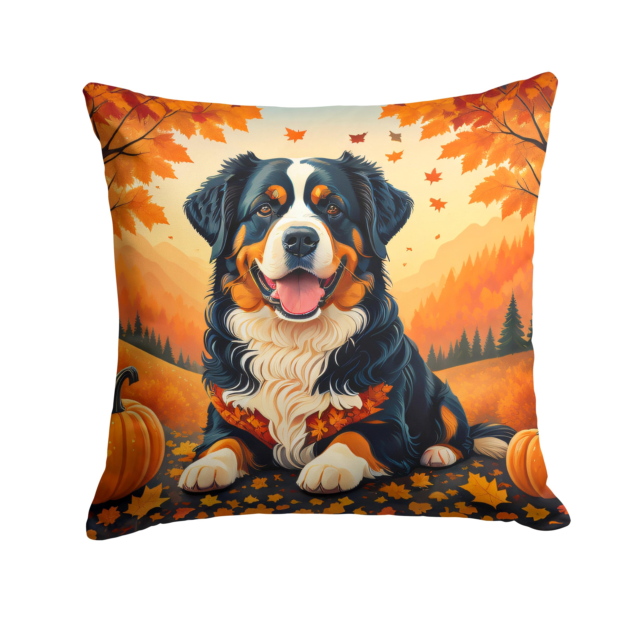 Bernese Mountain Dog Fall Throw Pillow