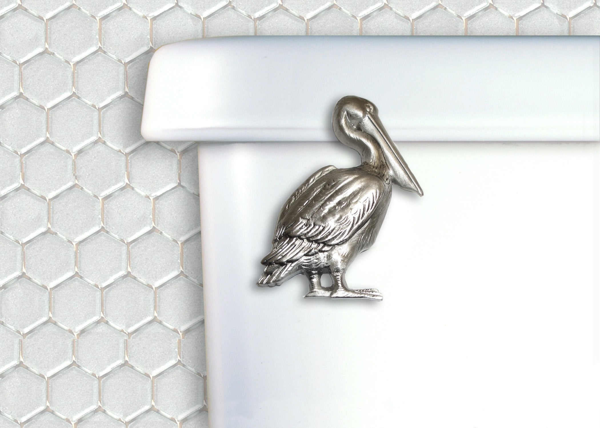 Pelican Toilet Flush Handle Front Mount in Satin Pewter