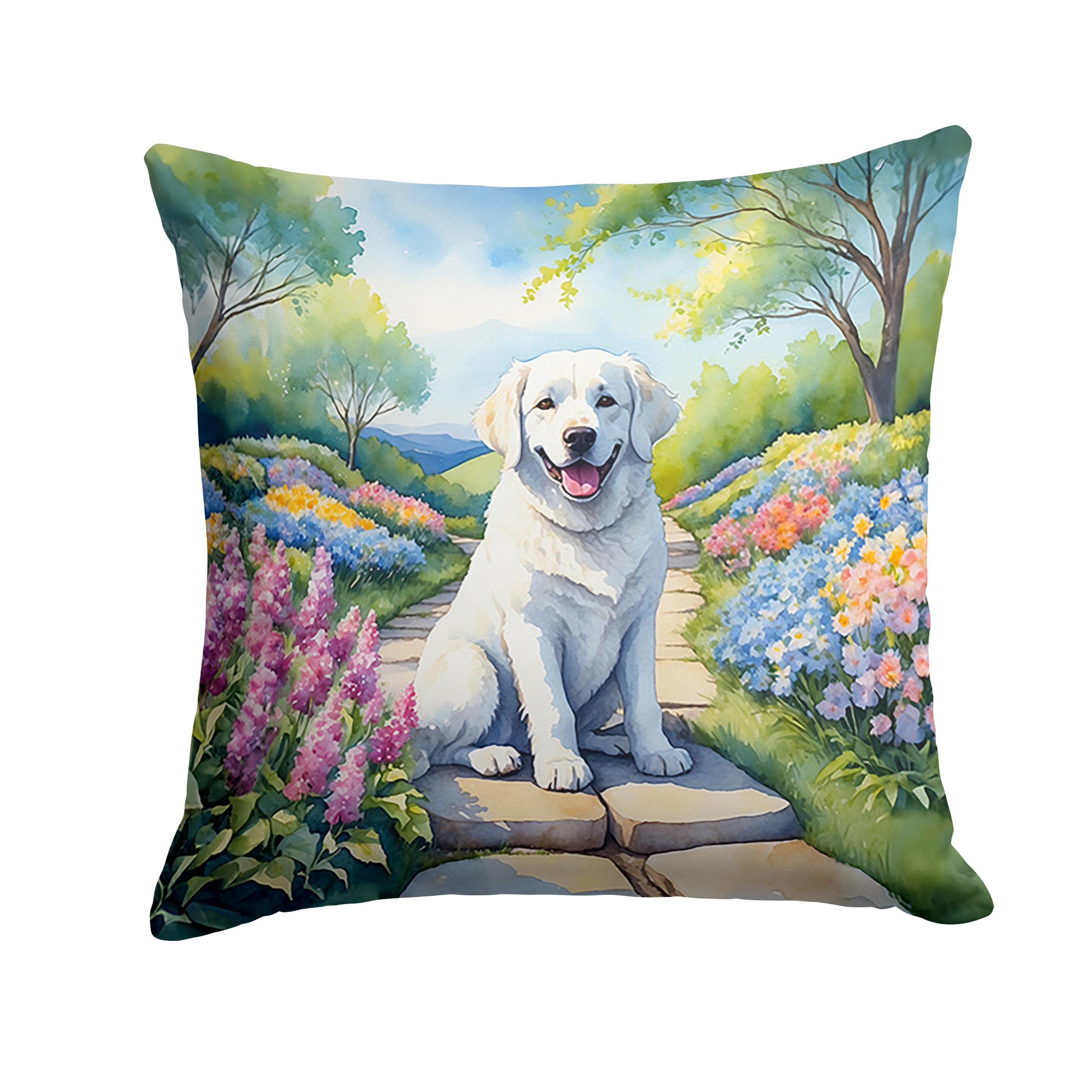 Kuvasz Spring Path Throw Pillow