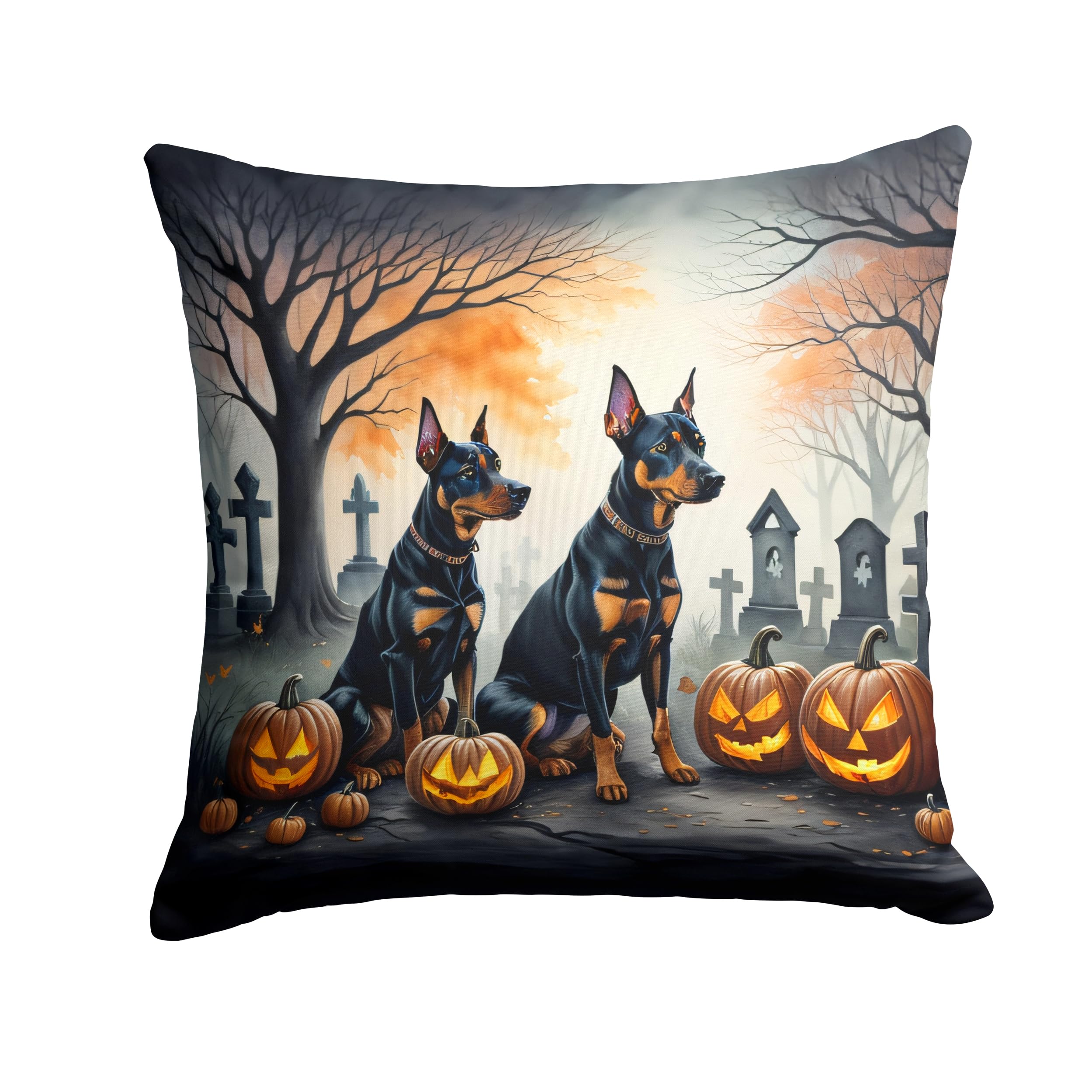 Doberman Pinscher Spooky Halloween Throw Pillow