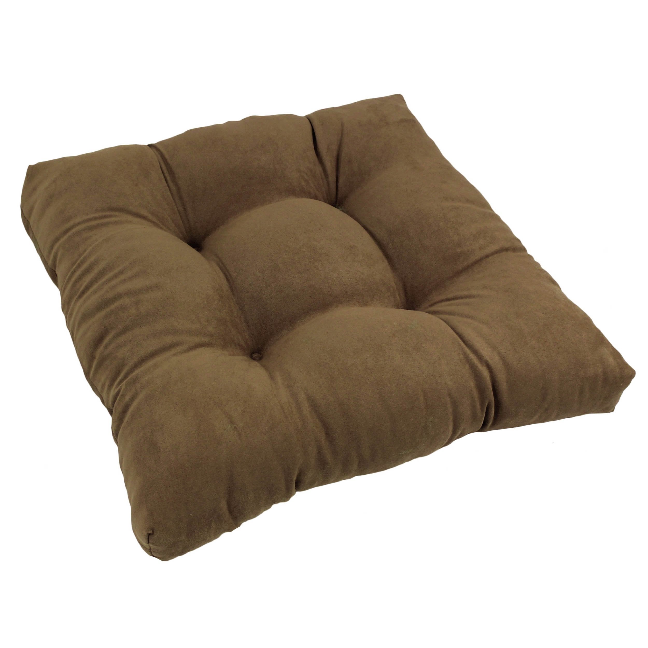19-inch Squared Microsuede Tufted Dining Chair Cushion - Saddle Brown