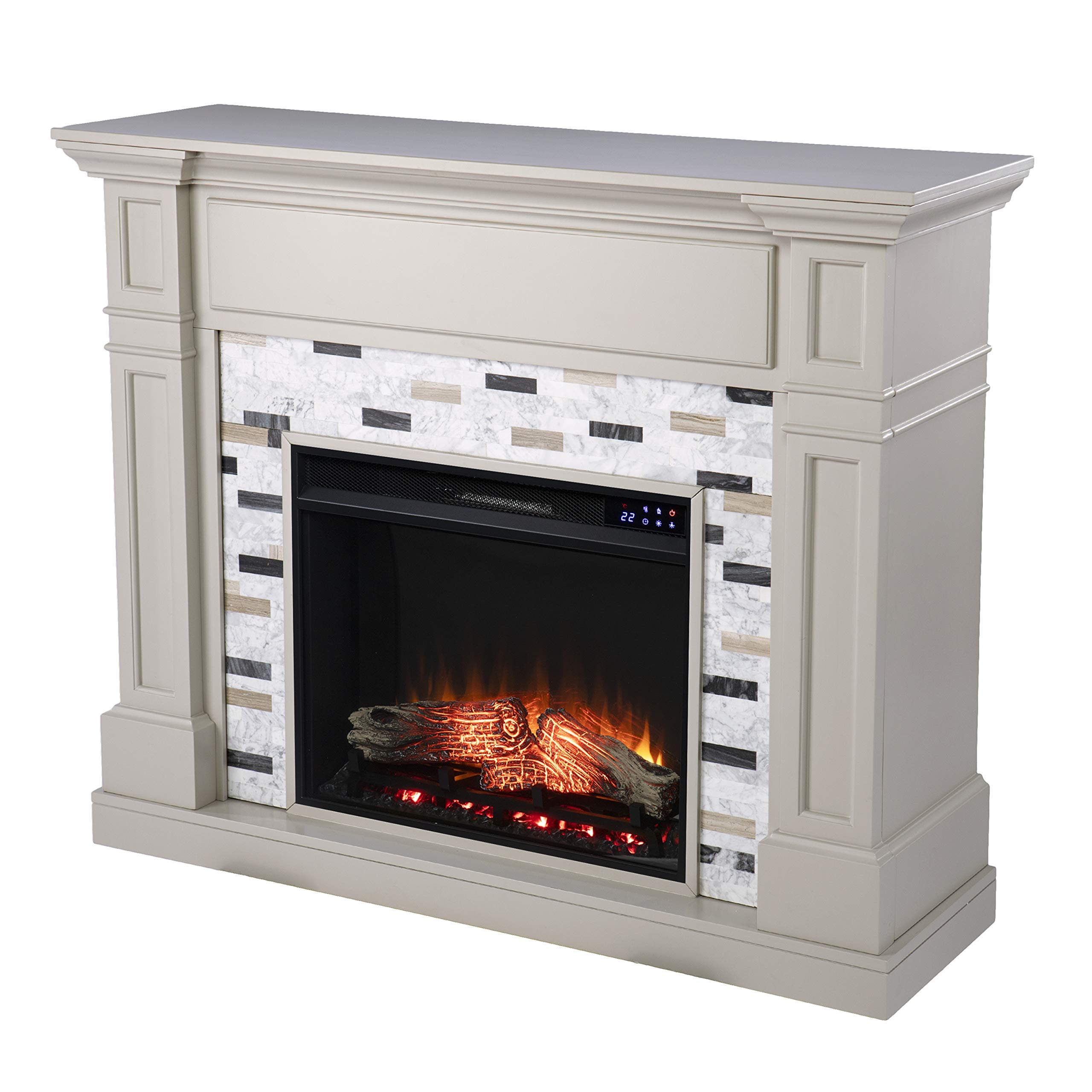 Birkover Touch Screen Electric Fireplace w/ Marble Surround
