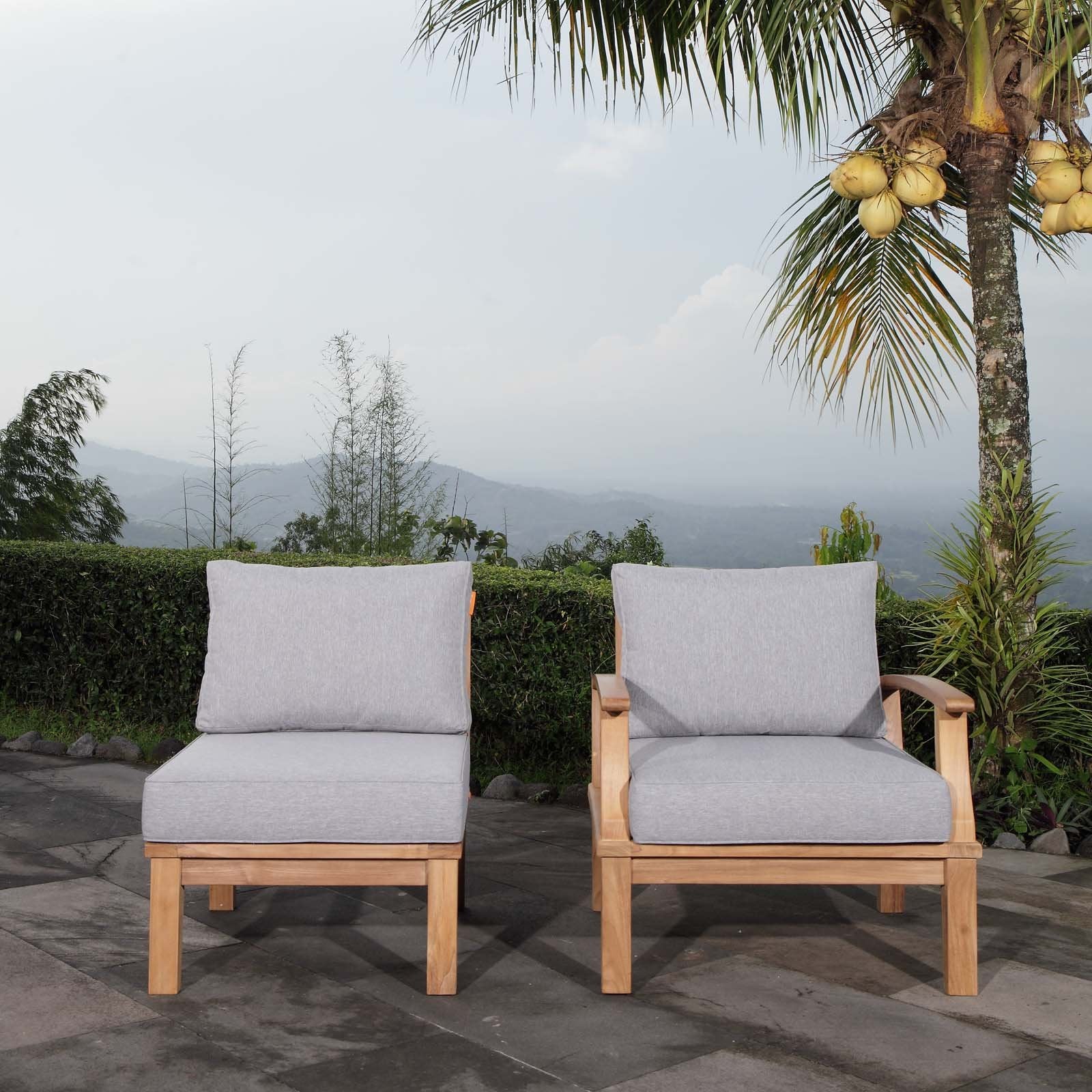 Marina 2 Piece Outdoor Patio Teak Set - Natural Gray