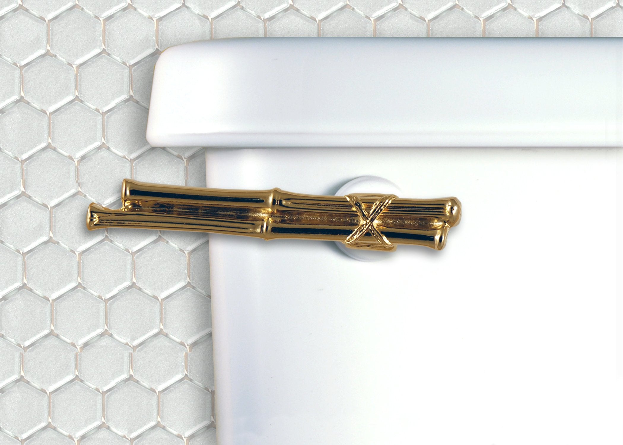 Bamboo Toilet Flush Handle Front Mount in Gold Finish