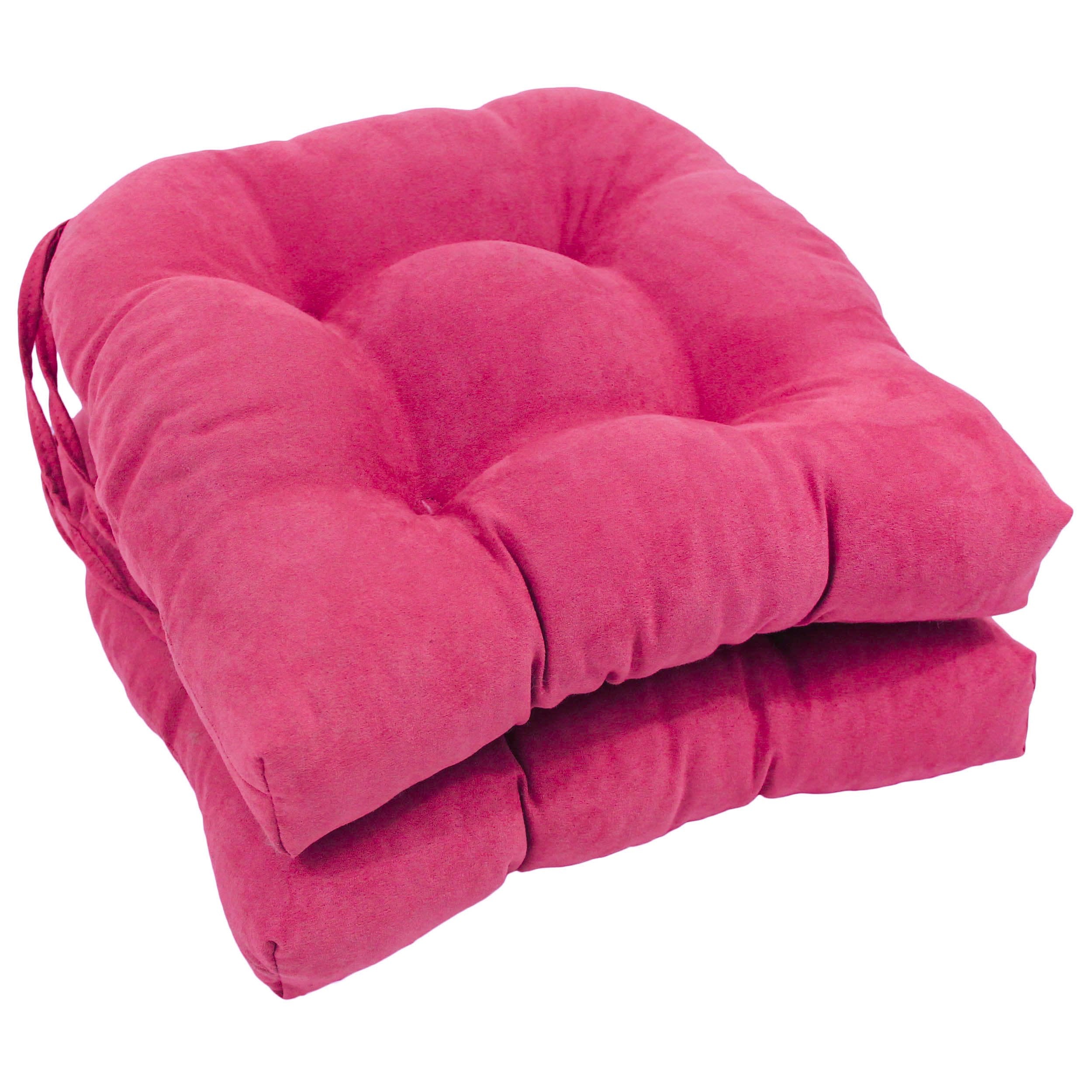 16-inch Solid Microsuede U-shaped Tufted Chair Cushions (Set of 2) - Bery Berry