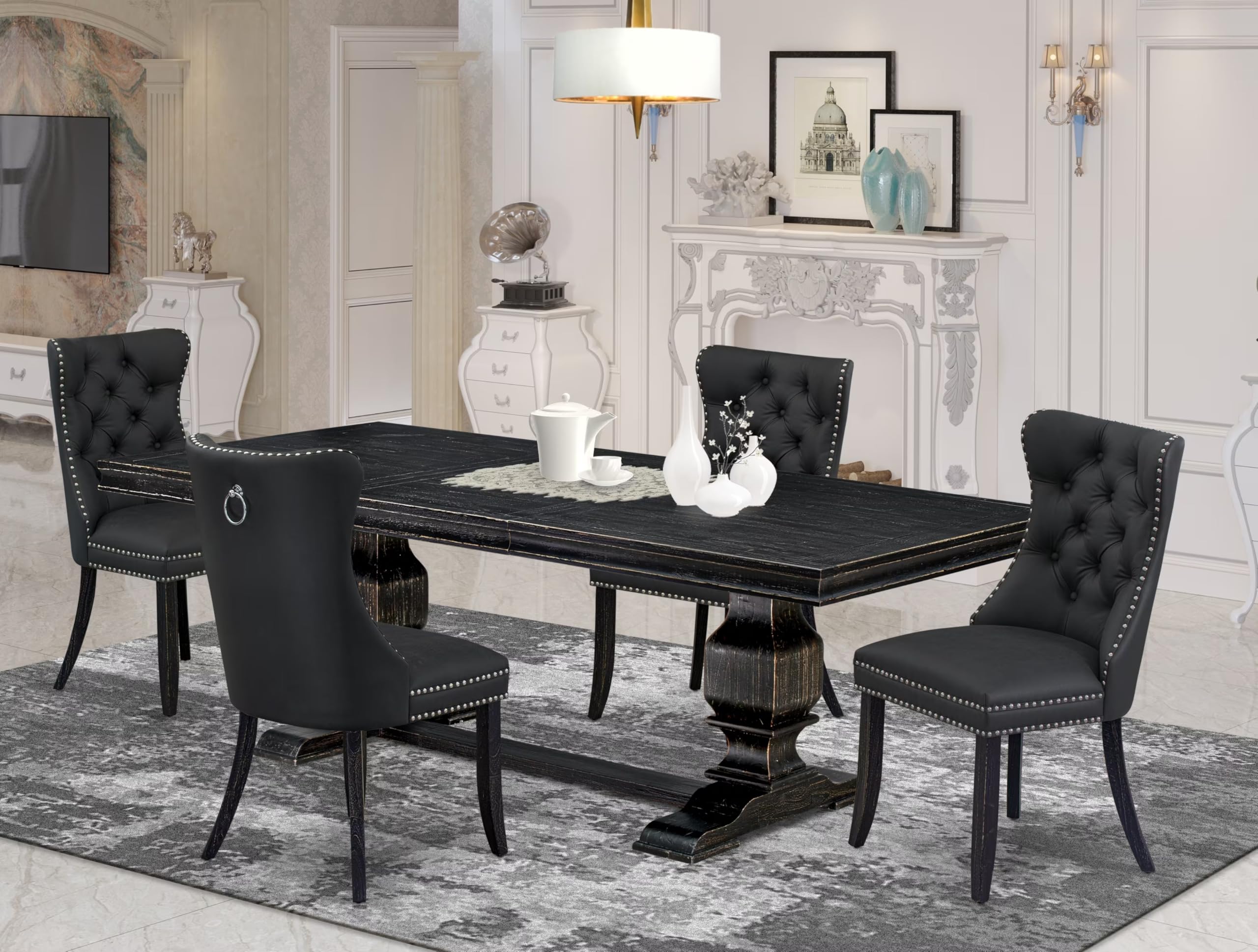 5 Pieces Modern Dining Set a Rectangle Kitchen Table and 4 Dining Chairs