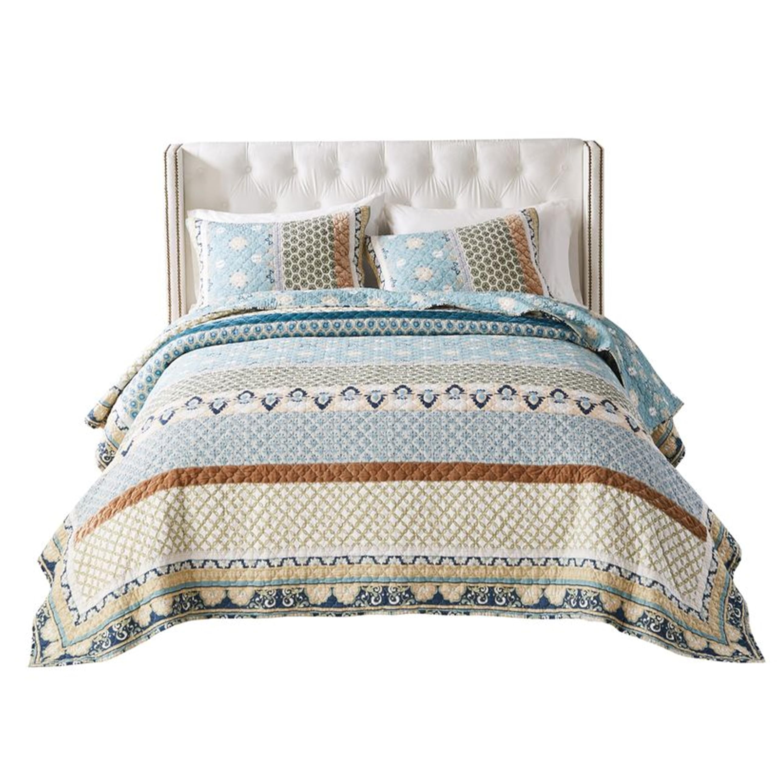 Ello 3pc Full Size Quilt and Pillow Sham Set, Bohemian Print Multicolor