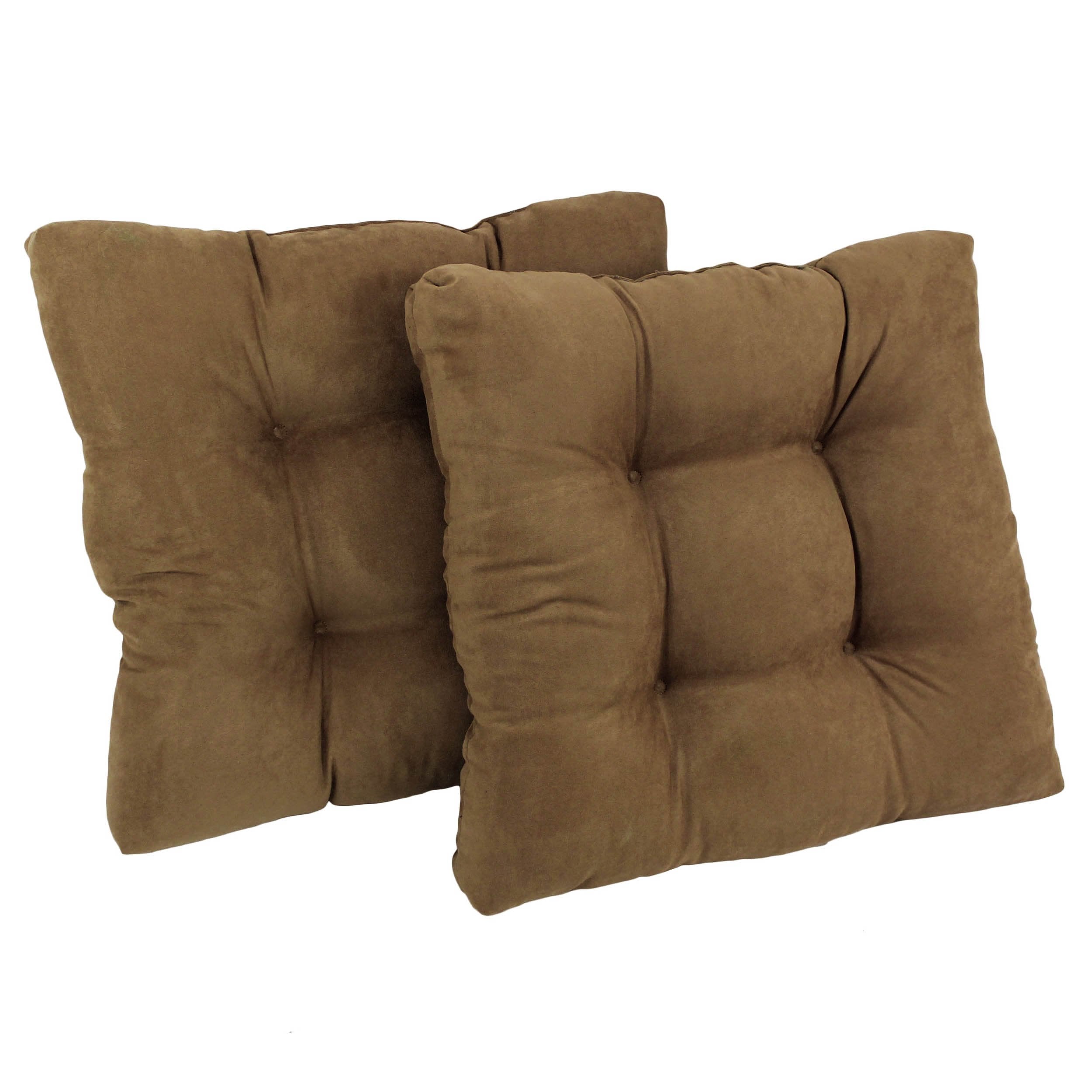 19-inch Squared Microsuede Tufted Dining Chair Cushion (Set of Two) - Saddle Brown