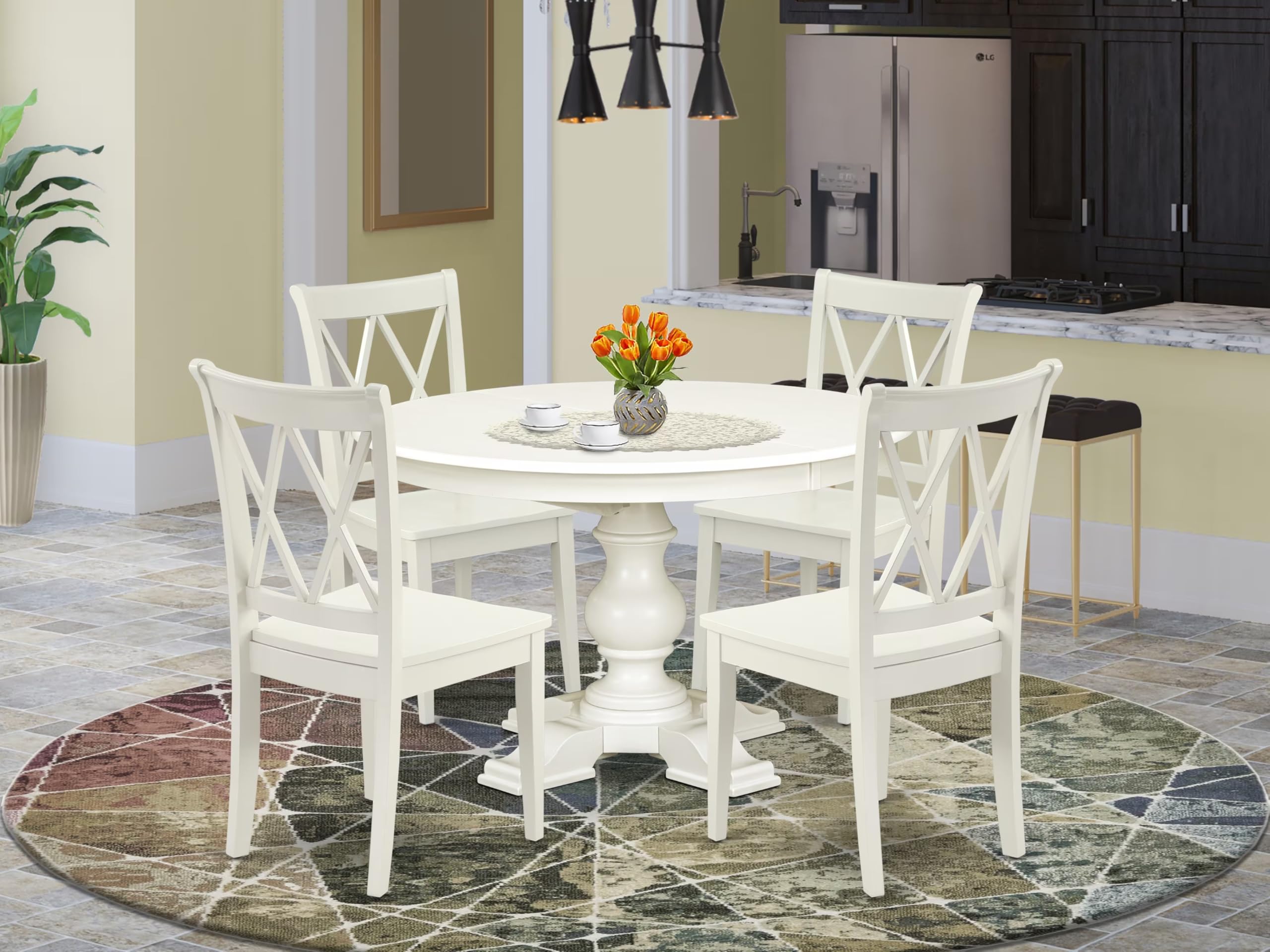 9-Piece Dining Table Set, Linen White