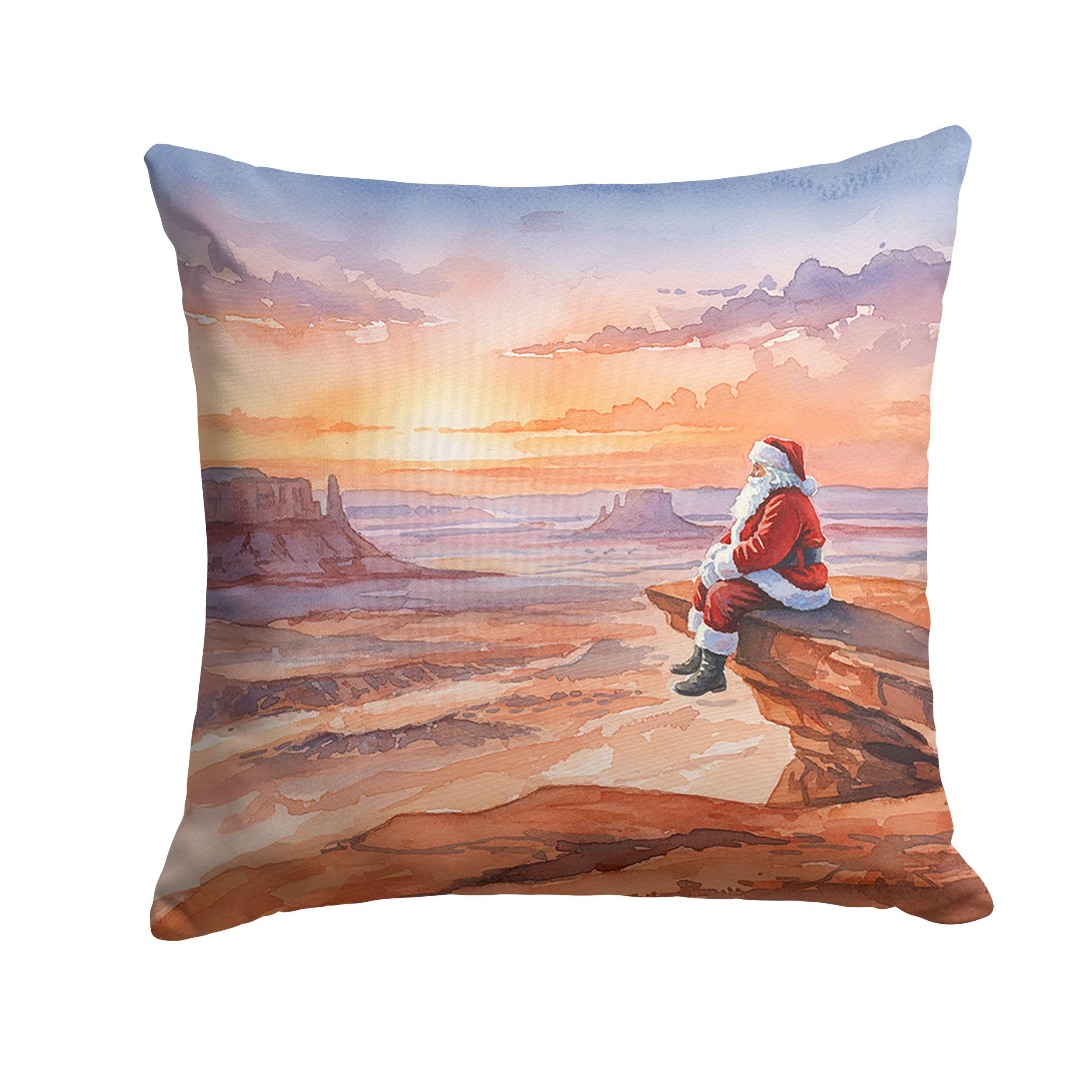 Carolines Treasures Santa Claus on The Red Rocks Christmas Throw Pillow Decorative Indoor Outdoor Accent Cushion for Couch, Bed or Patio, 14Hx14W