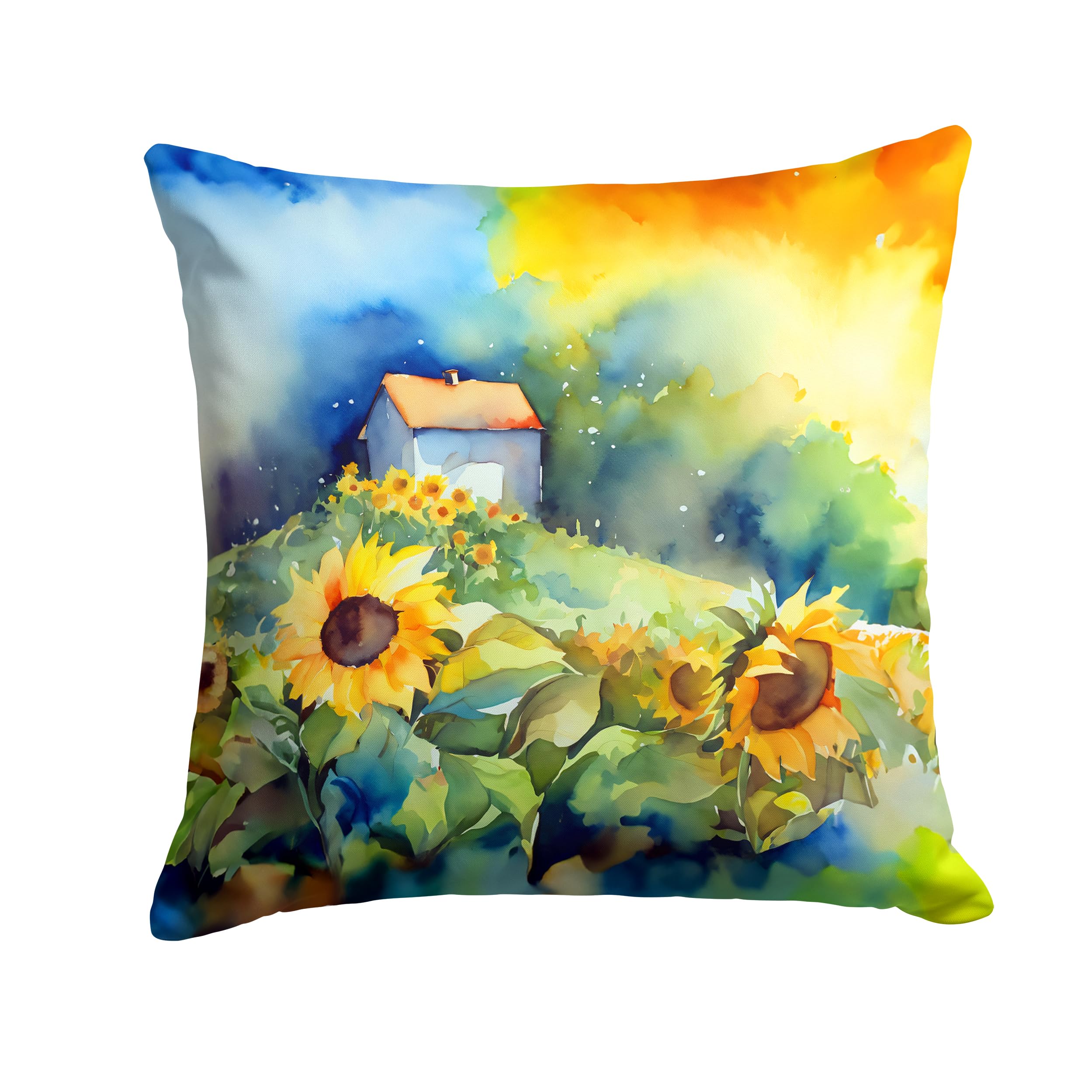 Sunflowers in Watercolor Throw Pillow