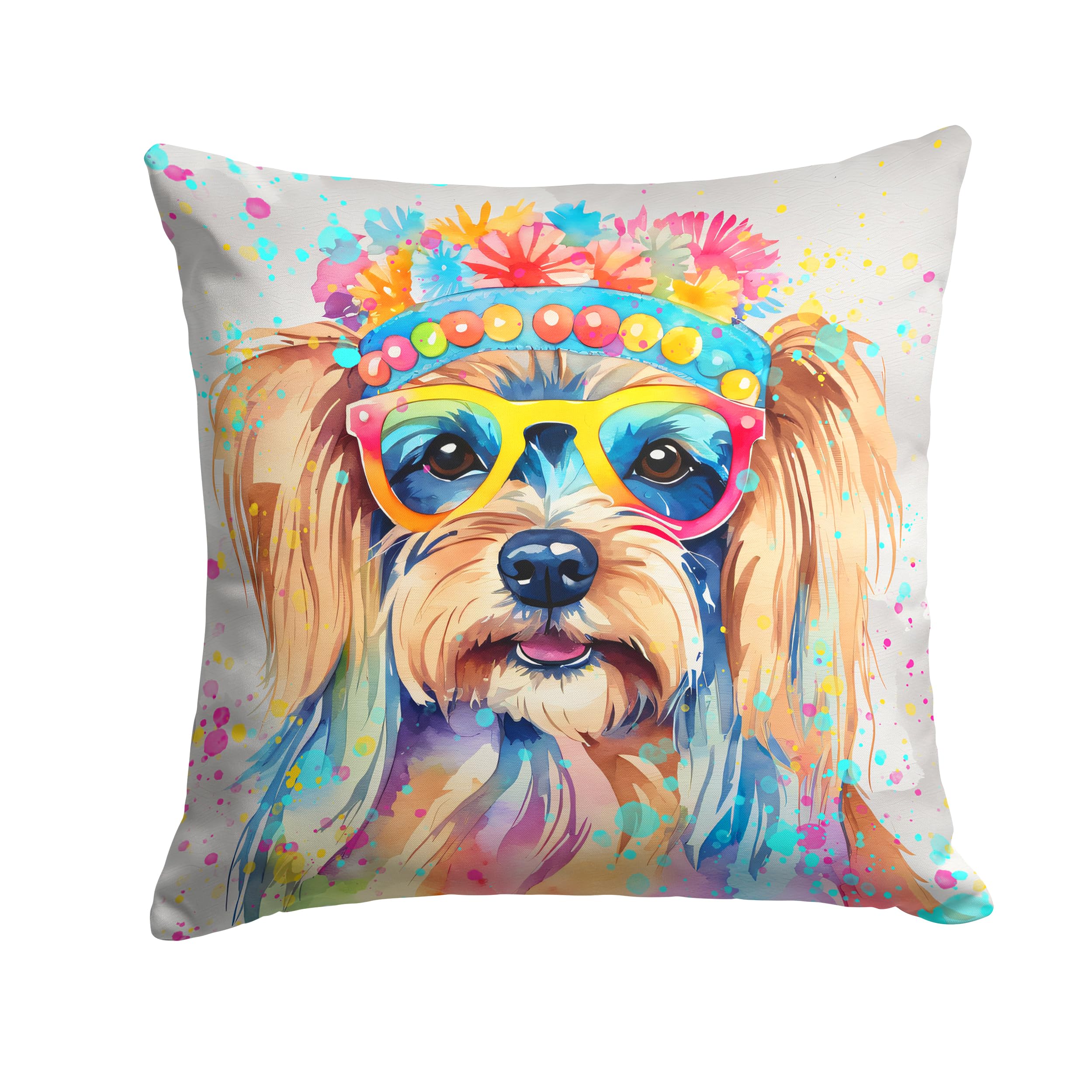 Yorkshire Terrier Hippie Dawg Throw Pillow