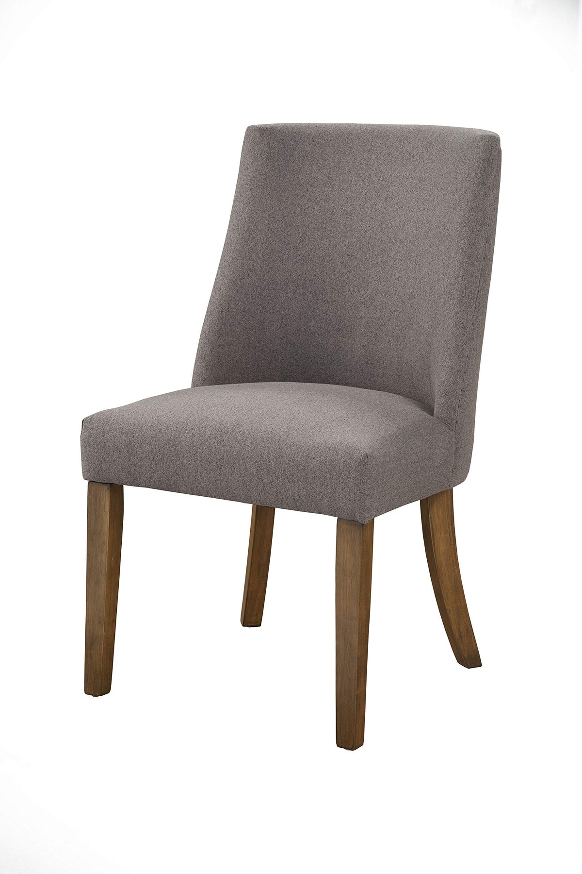 Benjara Fabric Upholstered Wooden Side Chairs With Curved Backrest, Set Of Two, Gray And Brown