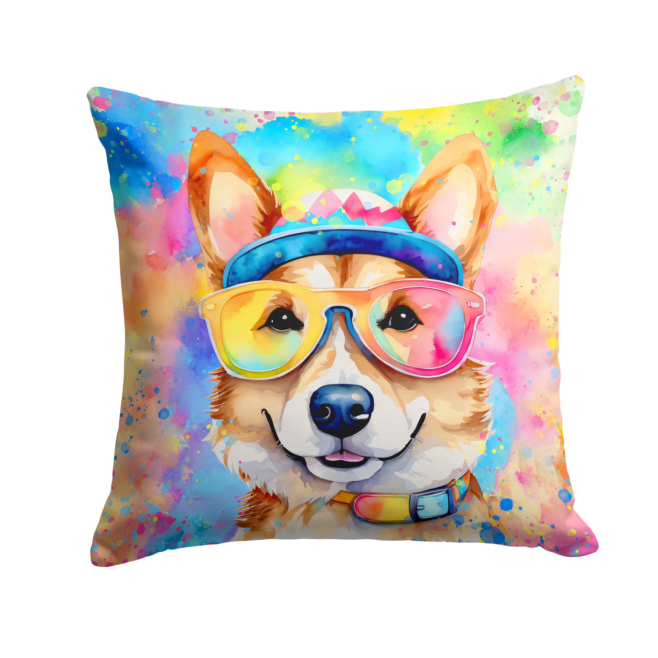 Corgi Hippie Dawg Throw Pillow