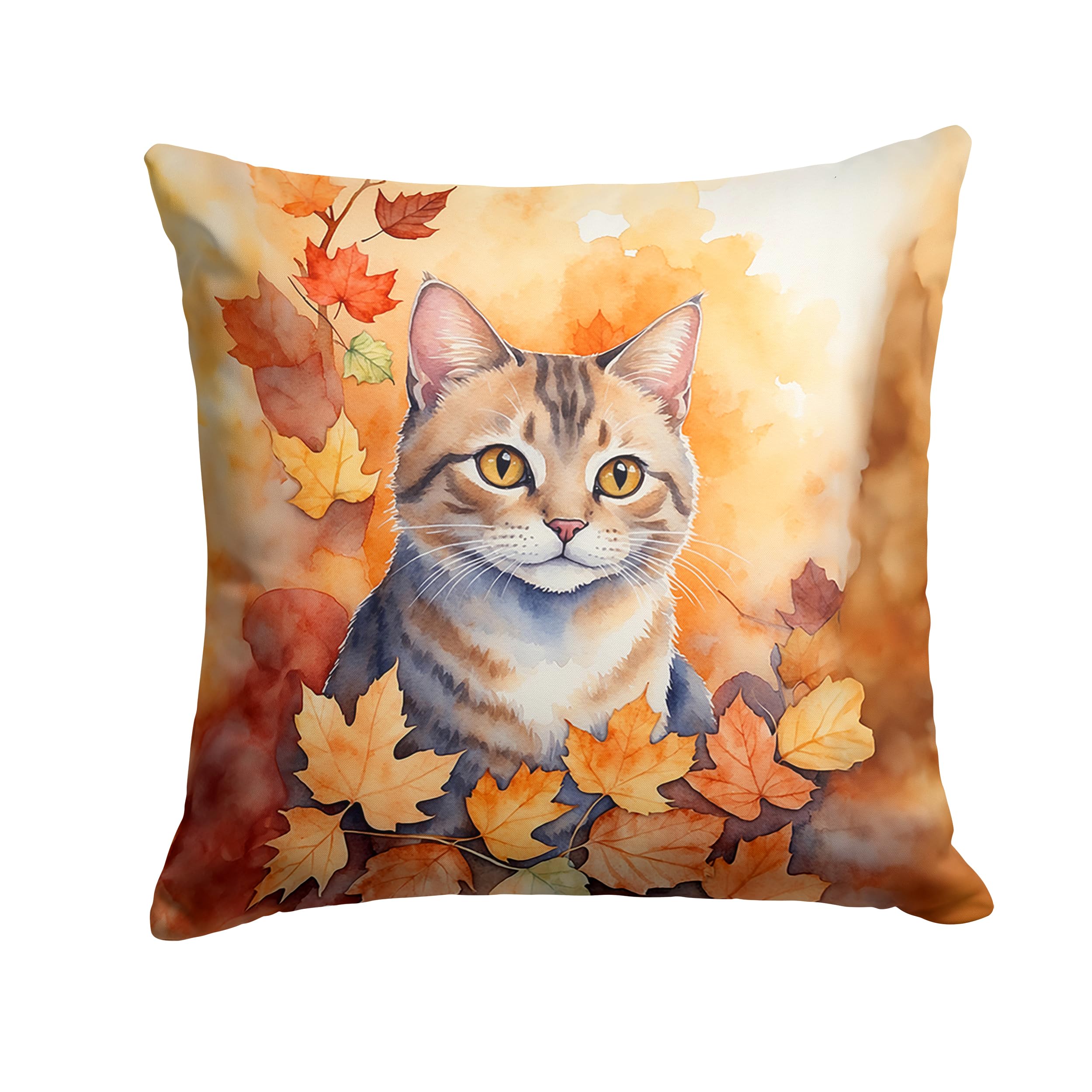 Carolines Treasures Raas Cat in Fall Leaves Throw Pillow Machine Washable, Indoor Outdoor Decorative Pillow for Couch, Bed or Patio, 18Hx18W
