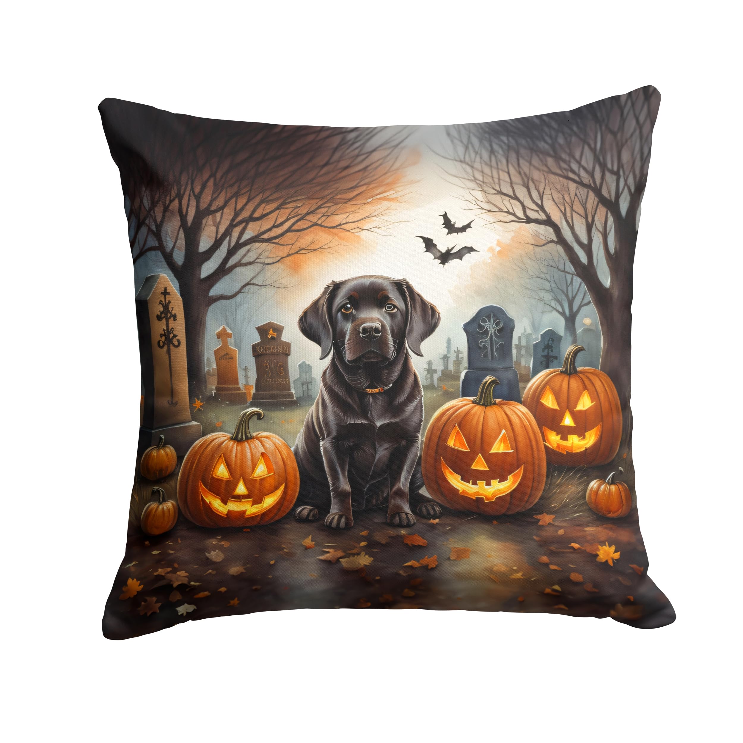 Chocolate Labrador Retriever Spooky Halloween Throw Pillow