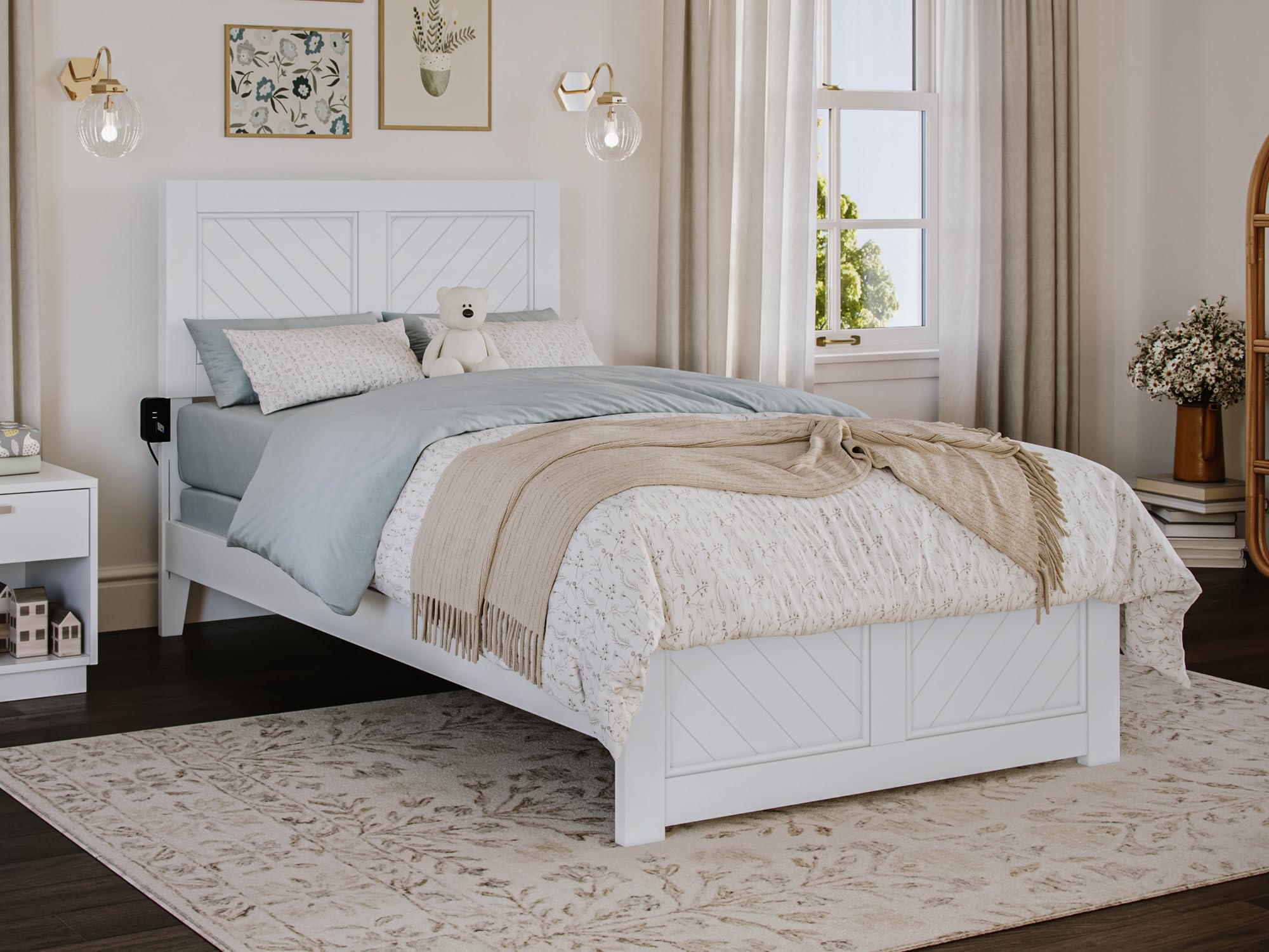 Canyon Twin XL Traditional Bed with Matching Footboard in White