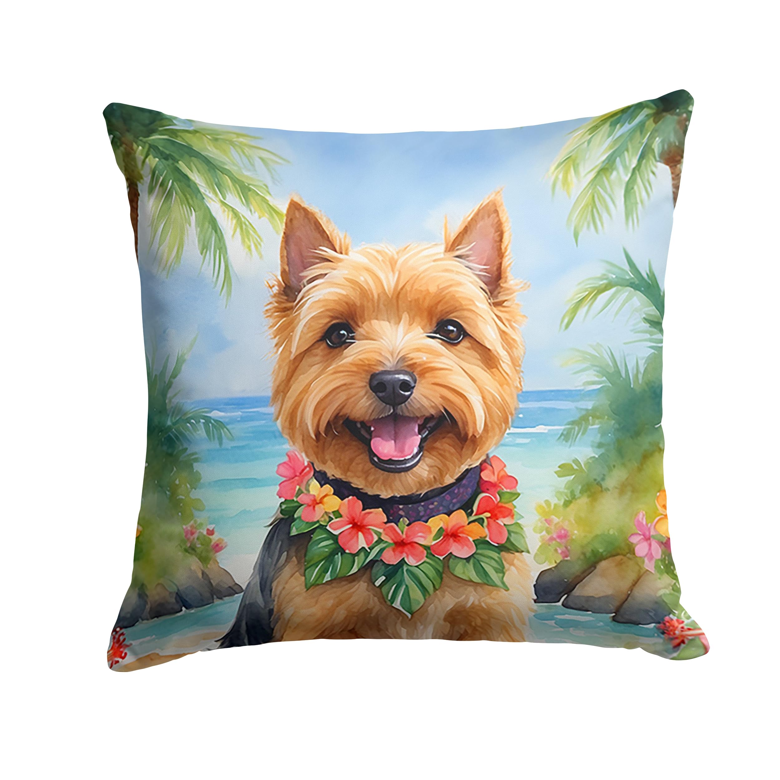 Norwich Terrier Luau Throw Pillow