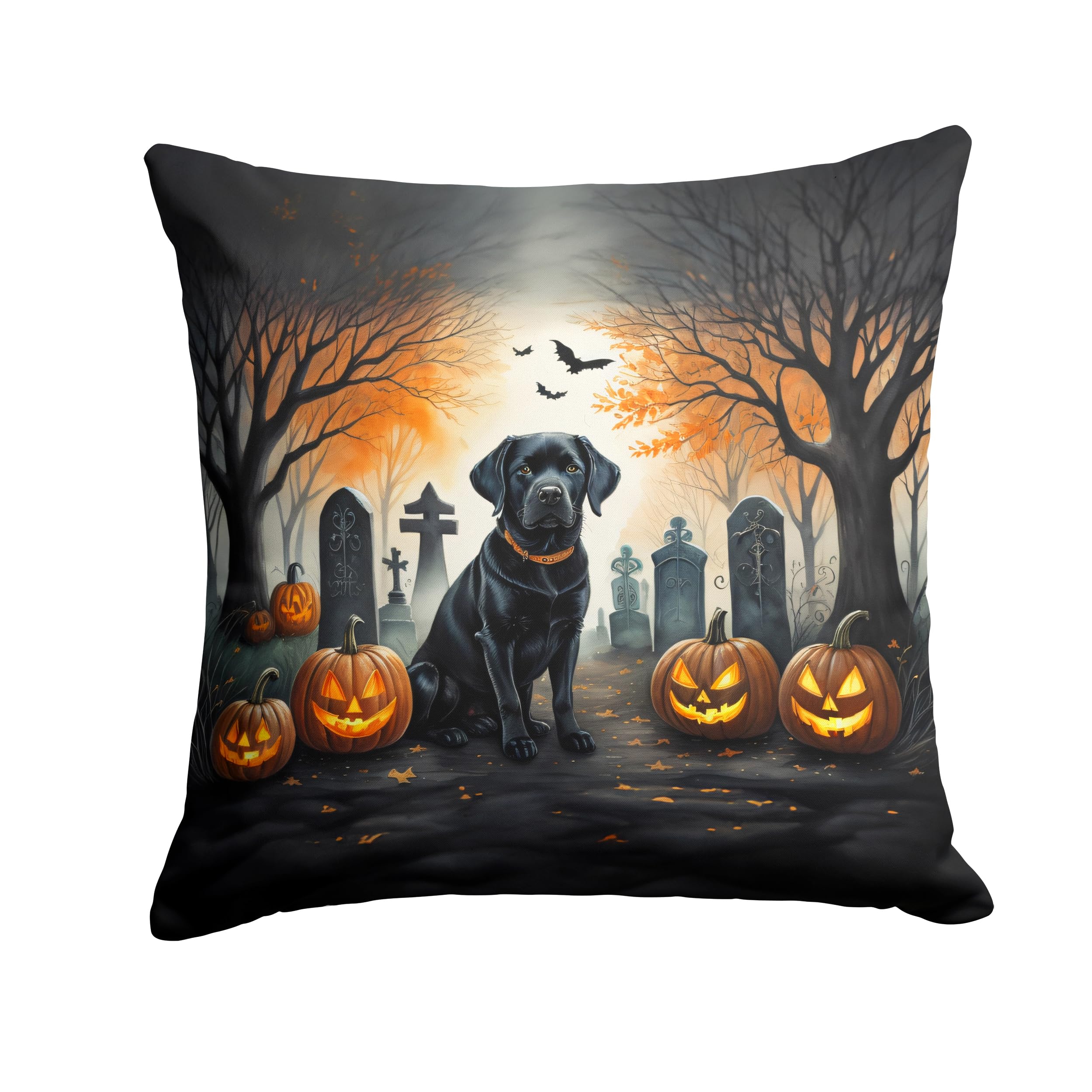 Black Labrador Retriever Spooky Halloween Throw Pillow