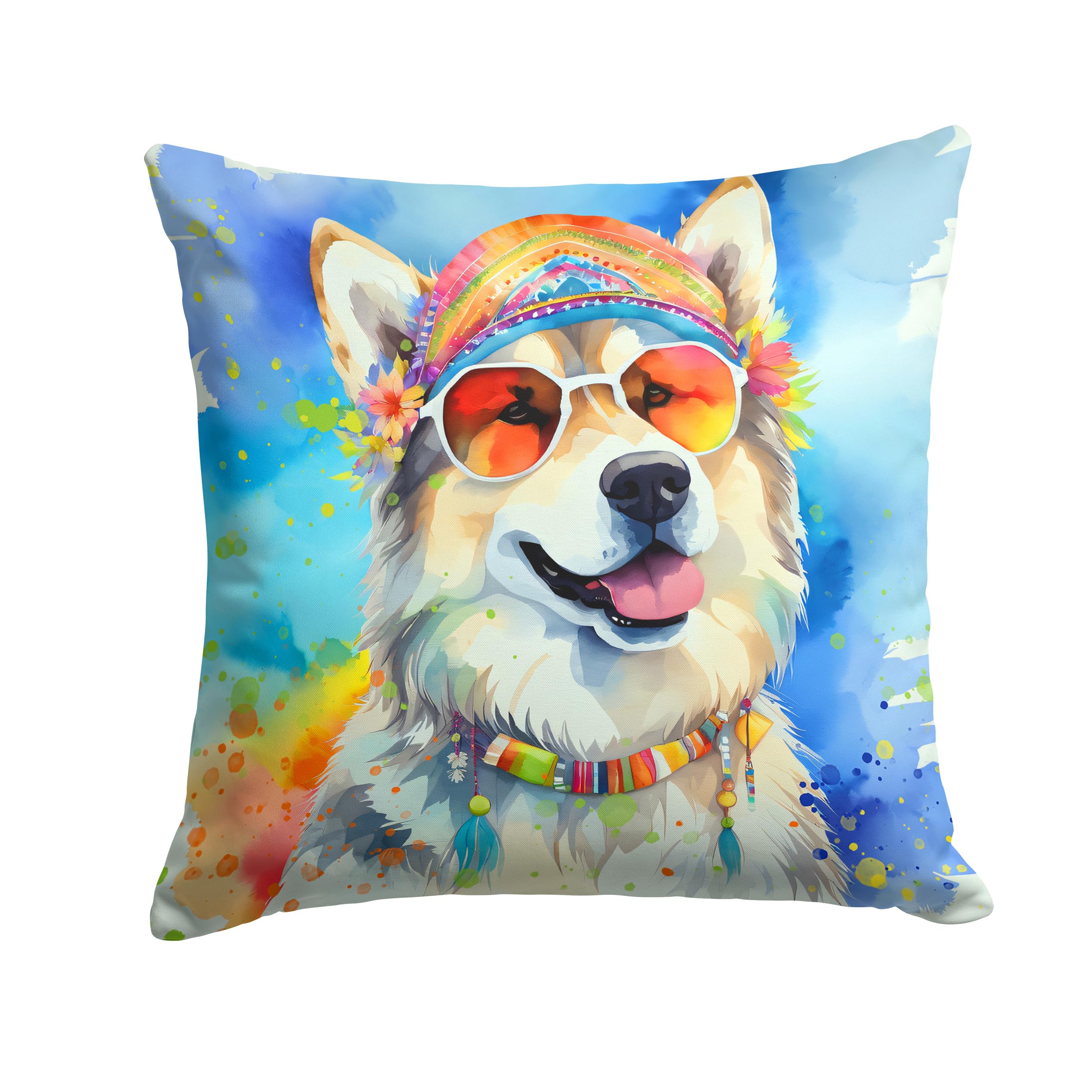 Alaskan Malamute Hippie Dawg Throw Pillow