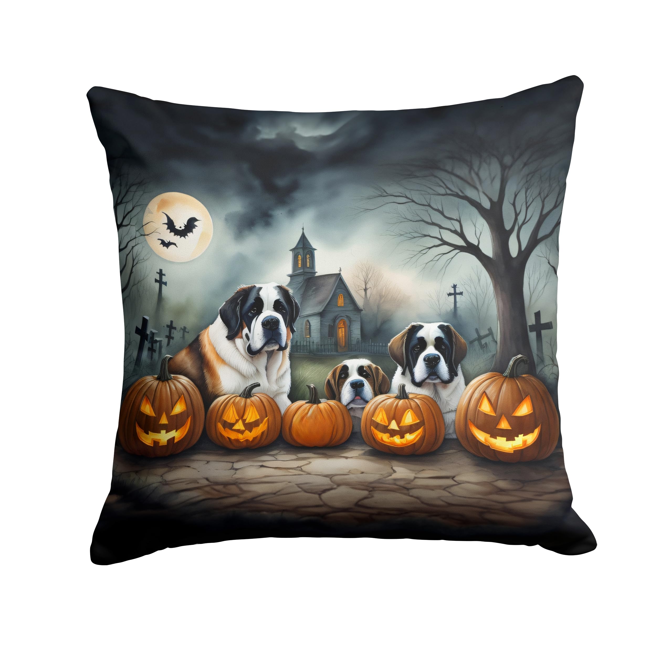 Saint Bernard Spooky Halloween Throw Pillow